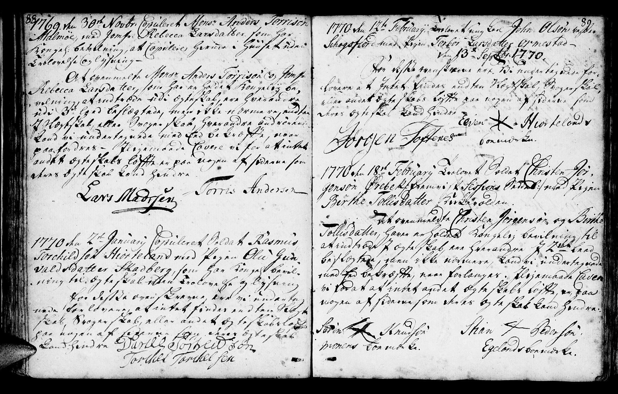 Mandal sokneprestkontor, AV/SAK-1111-0030/F/Fa/Faa/L0006: Parish register (official) no. A 6, 1755-1783, p. 88-89