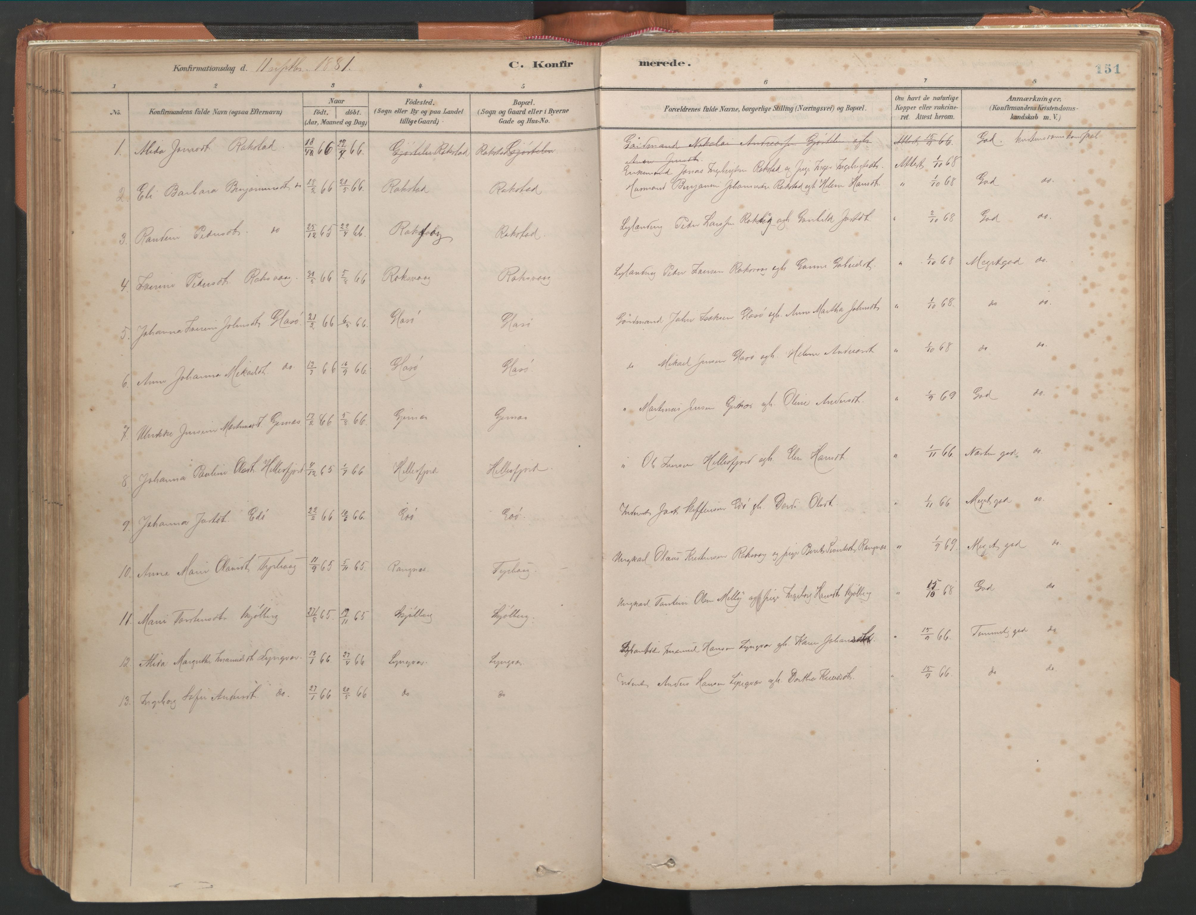 Ministerialprotokoller, klokkerbøker og fødselsregistre - Møre og Romsdal, AV/SAT-A-1454/581/L0941: Parish register (official) no. 581A09, 1880-1919, p. 151