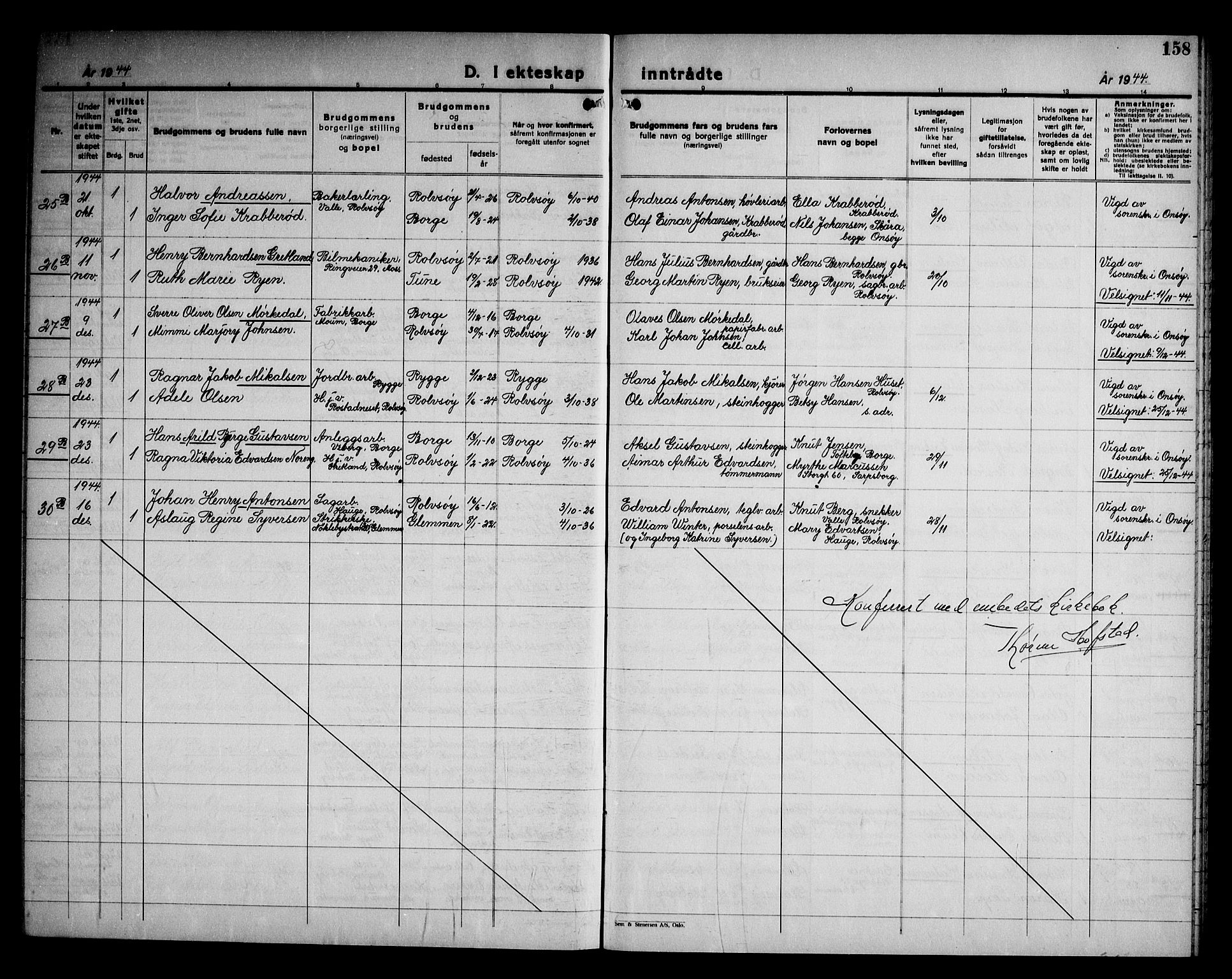 Rolvsøy prestekontor Kirkebøker, AV/SAO-A-2004/G/Ga/L0003: Parish register (copy) no. 3, 1935-1947, p. 158