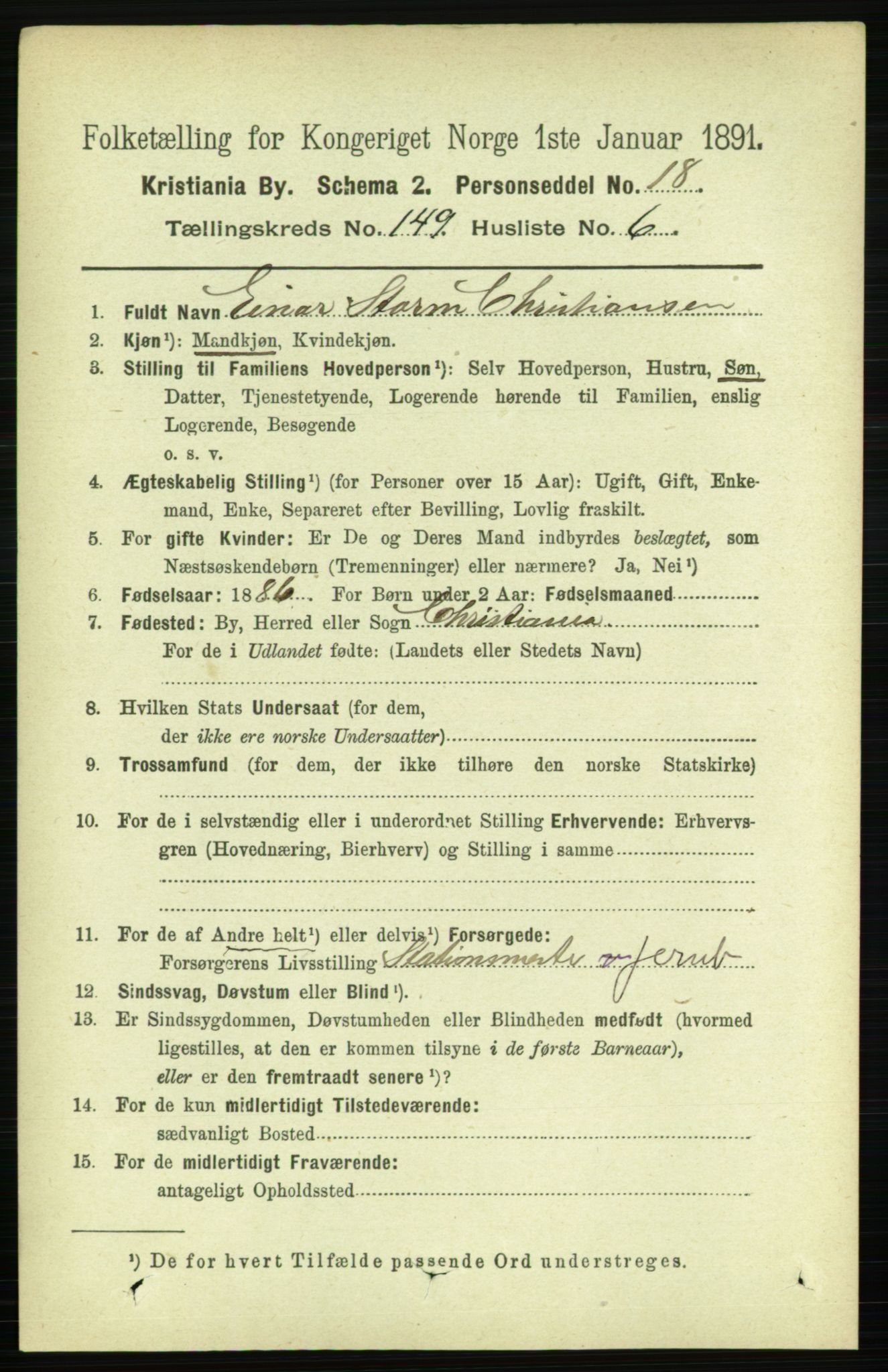 RA, 1891 census for 0301 Kristiania, 1891, p. 83265