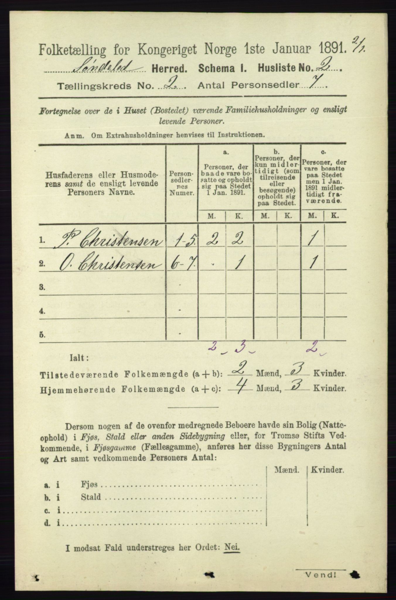 RA, 1891 census for 0913 Søndeled, 1891, p. 352