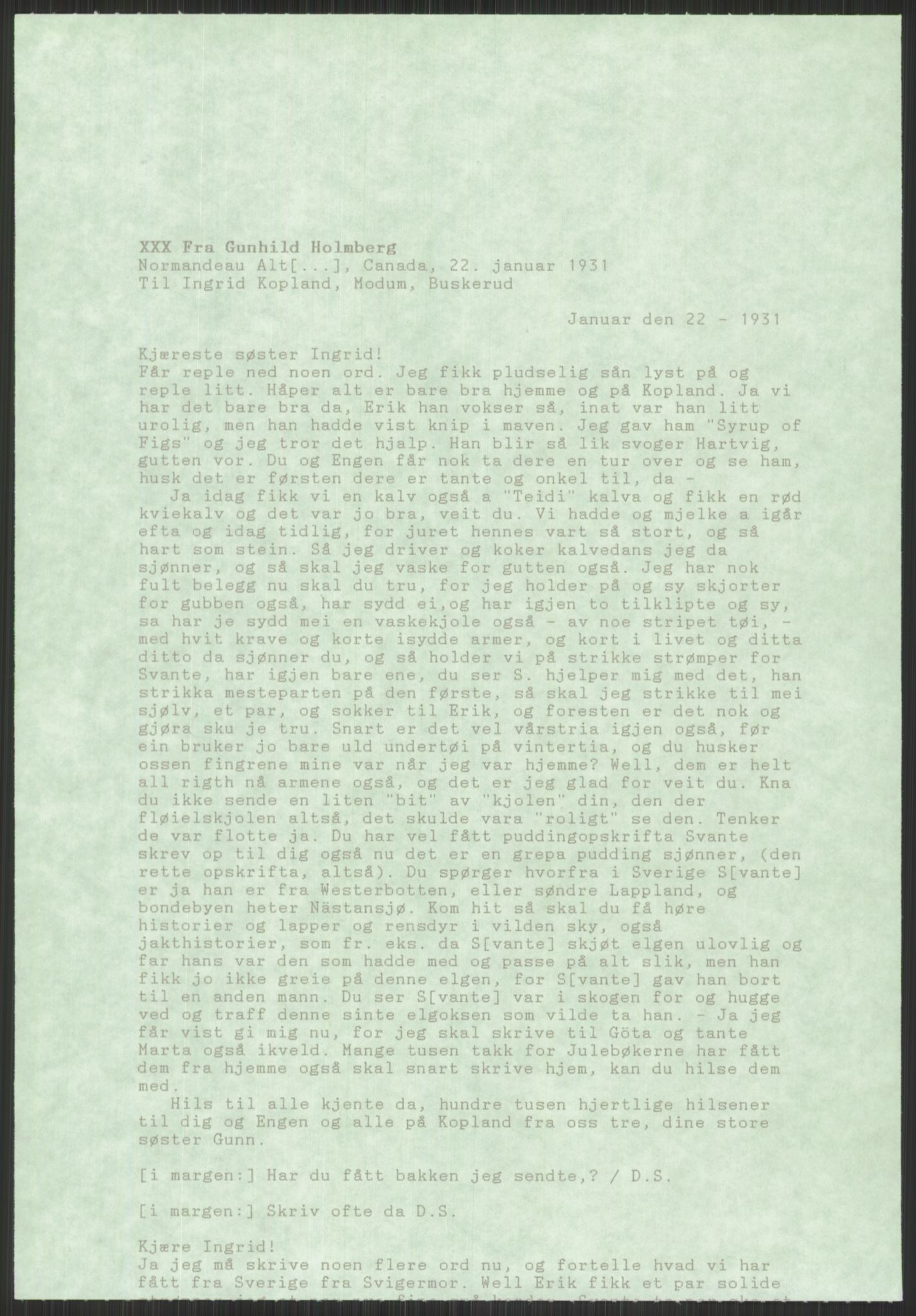 Samlinger til kildeutgivelse, Amerikabrevene, AV/RA-EA-4057/F/L0039: Innlån fra Ole Kolsrud, Buskerud og Ferdinand Næshagen, Østfold, 1860-1972, p. 237