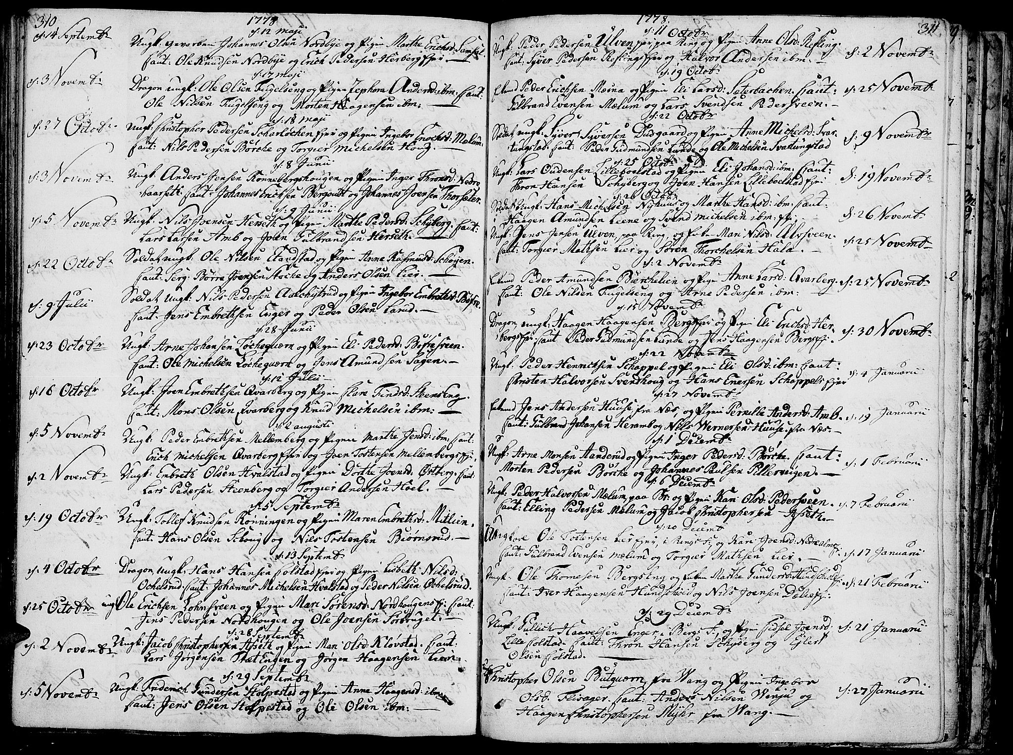 Ringsaker prestekontor, SAH/PREST-014/K/Ka/L0003: Parish register (official) no. 3, 1775-1798, p. 310-311