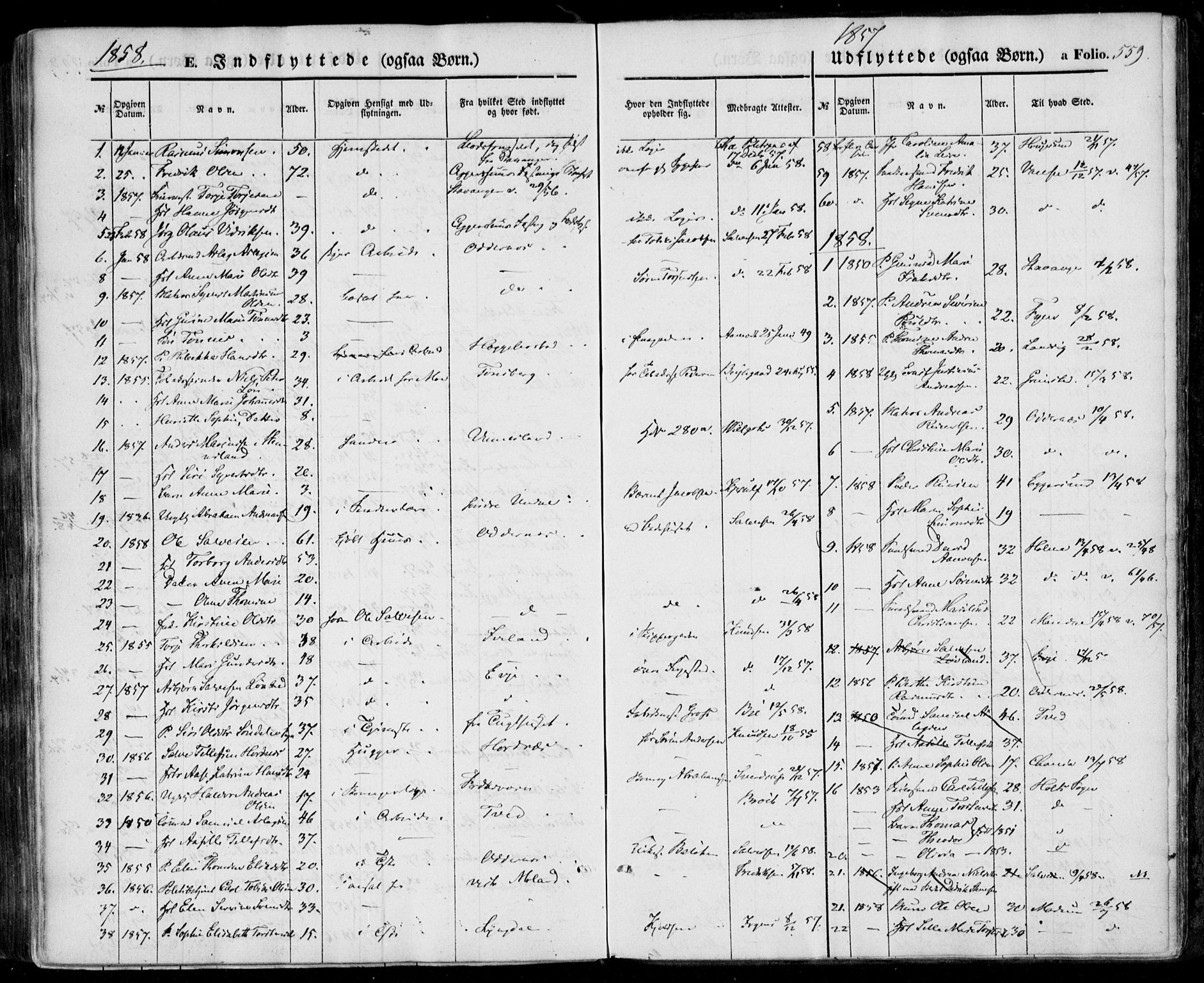 Kristiansand domprosti, SAK/1112-0006/F/Fa/L0014: Parish register (official) no. A 14, 1852-1867, p. 559