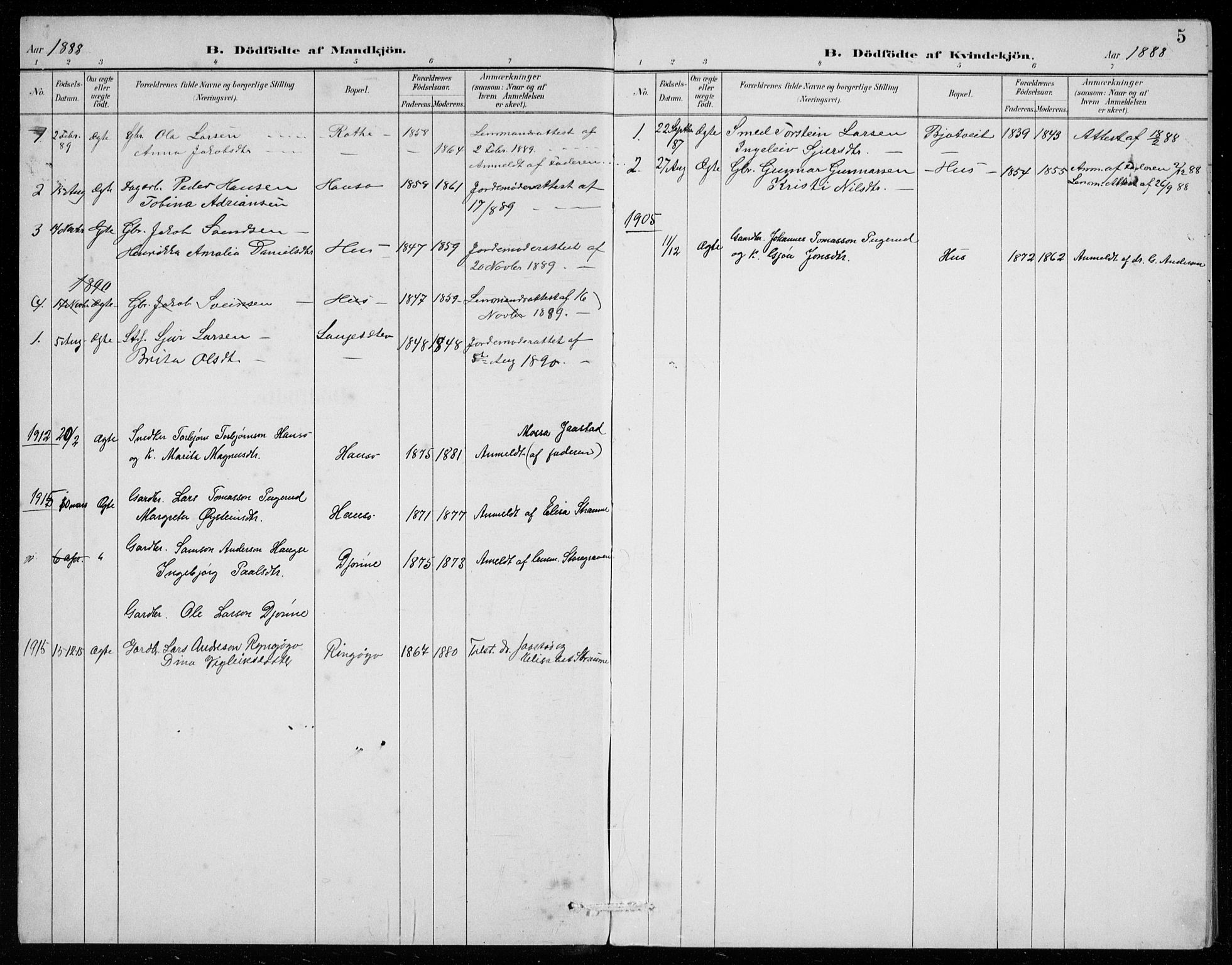 Ullensvang sokneprestembete, SAB/A-78701/H/Hab: Parish register (copy) no. E  9, 1886-1938, p. 5