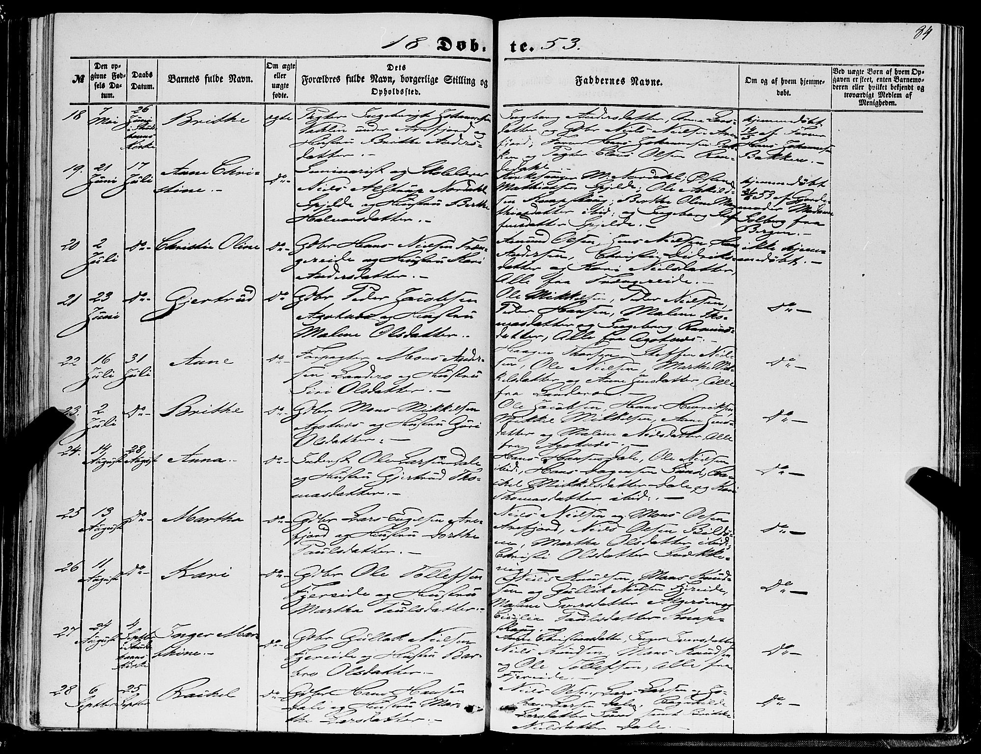Fjell sokneprestembete, SAB/A-75301/H/Haa: Parish register (official) no. A 2, 1847-1864, p. 84