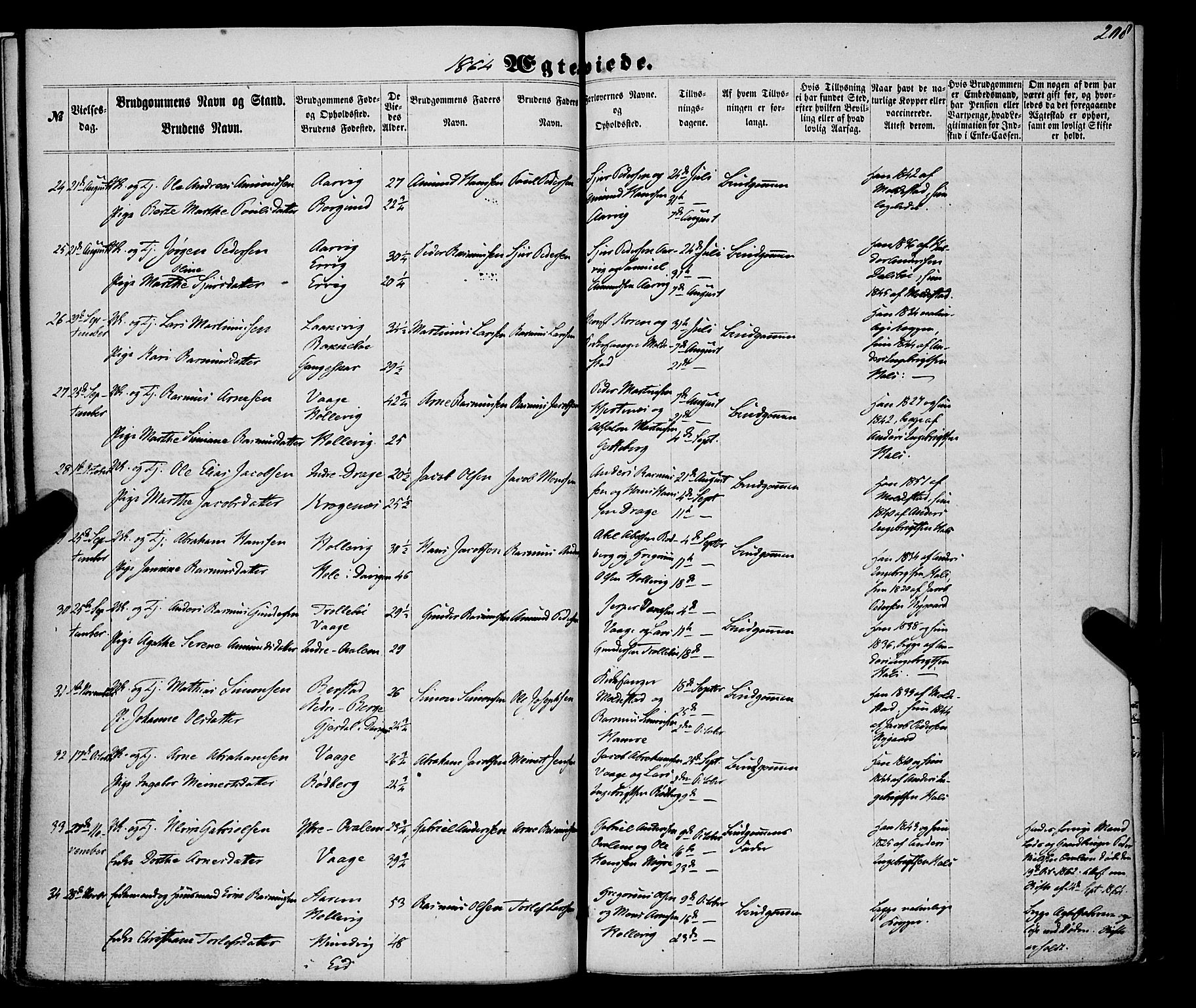 Selje sokneprestembete, AV/SAB-A-99938/H/Ha/Haa/Haaa: Parish register (official) no. A 11, 1858-1870, p. 208