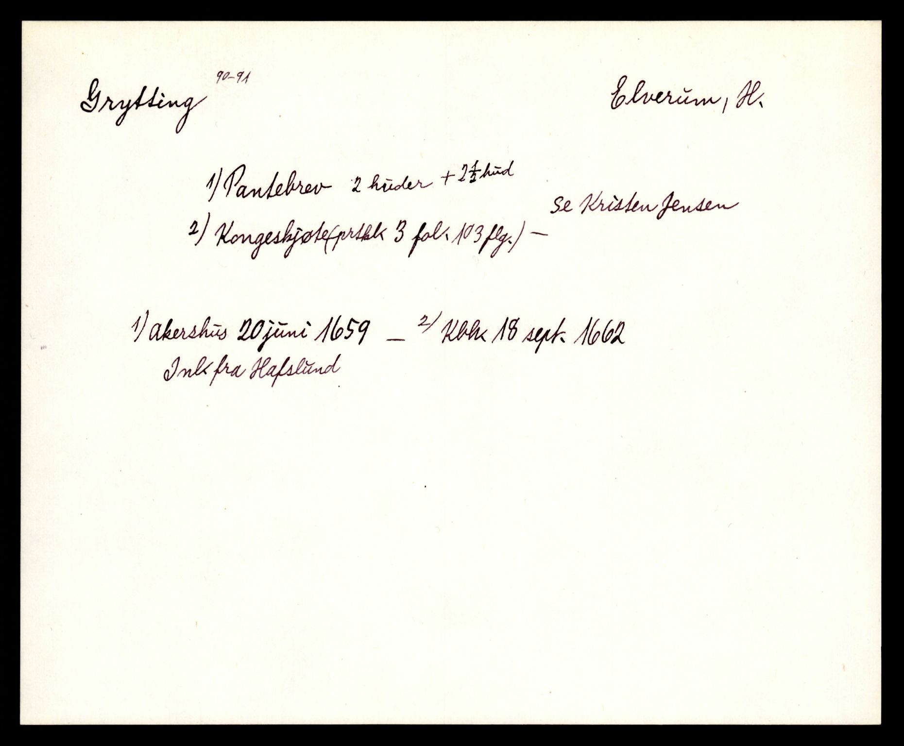 Riksarkivets diplomsamling, AV/RA-EA-5965/F35/F35e/L0008: Registreringssedler Hedmark 2, 1400-1700, p. 157