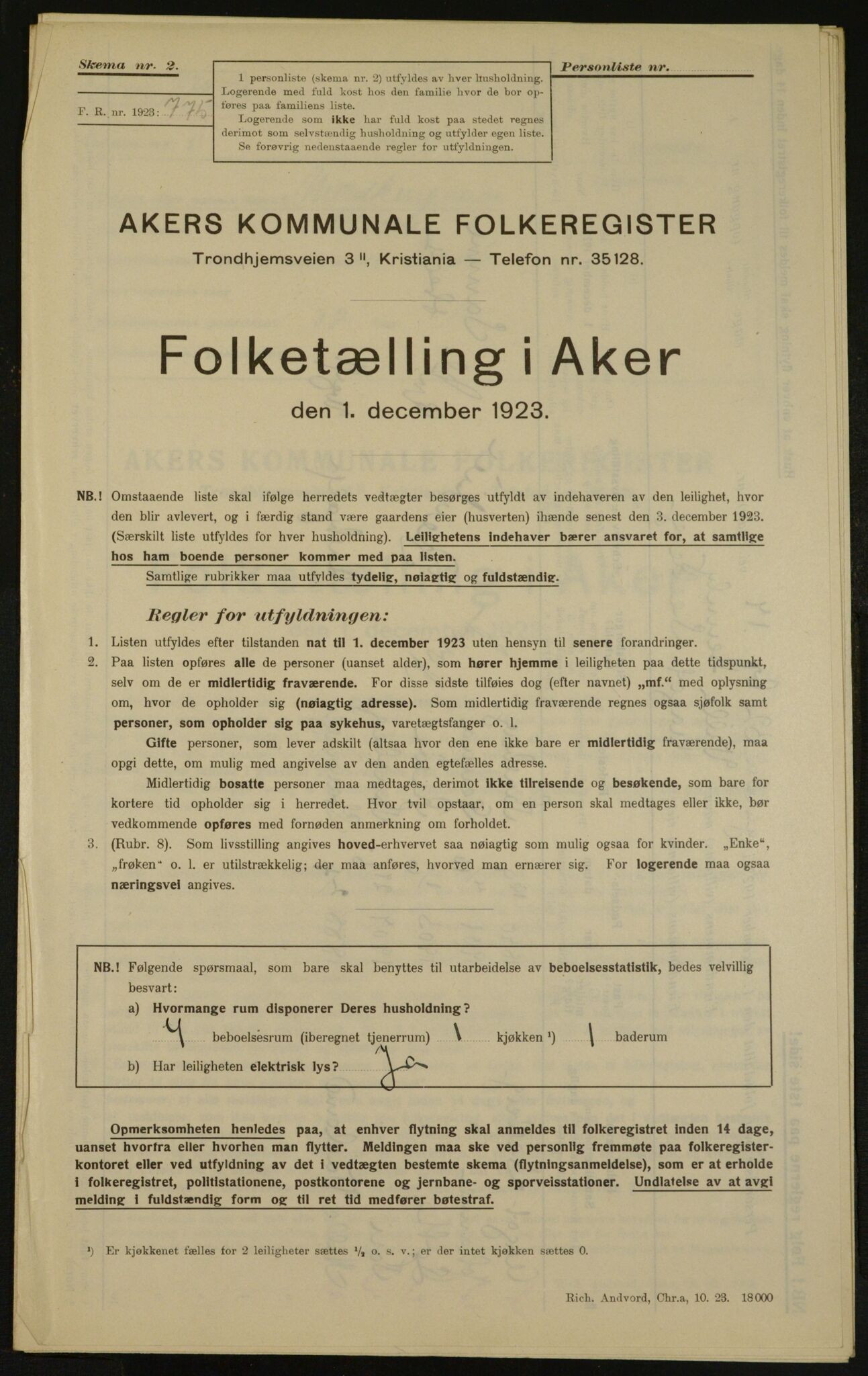 , Municipal Census 1923 for Aker, 1923, p. 4758