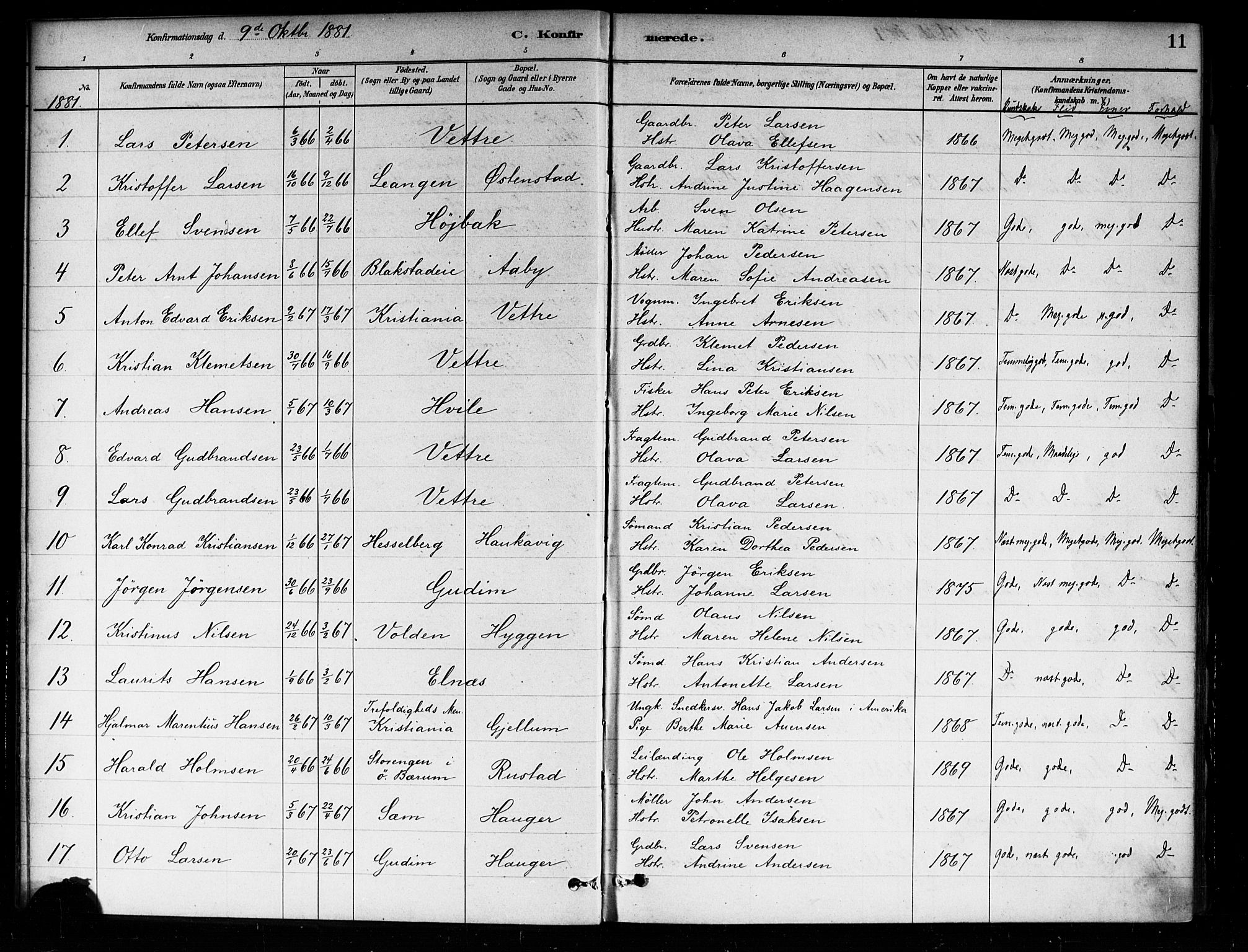 Asker prestekontor Kirkebøker, SAO/A-10256a/F/Fa/L0014: Parish register (official) no. I 14, 1879-1900, p. 11