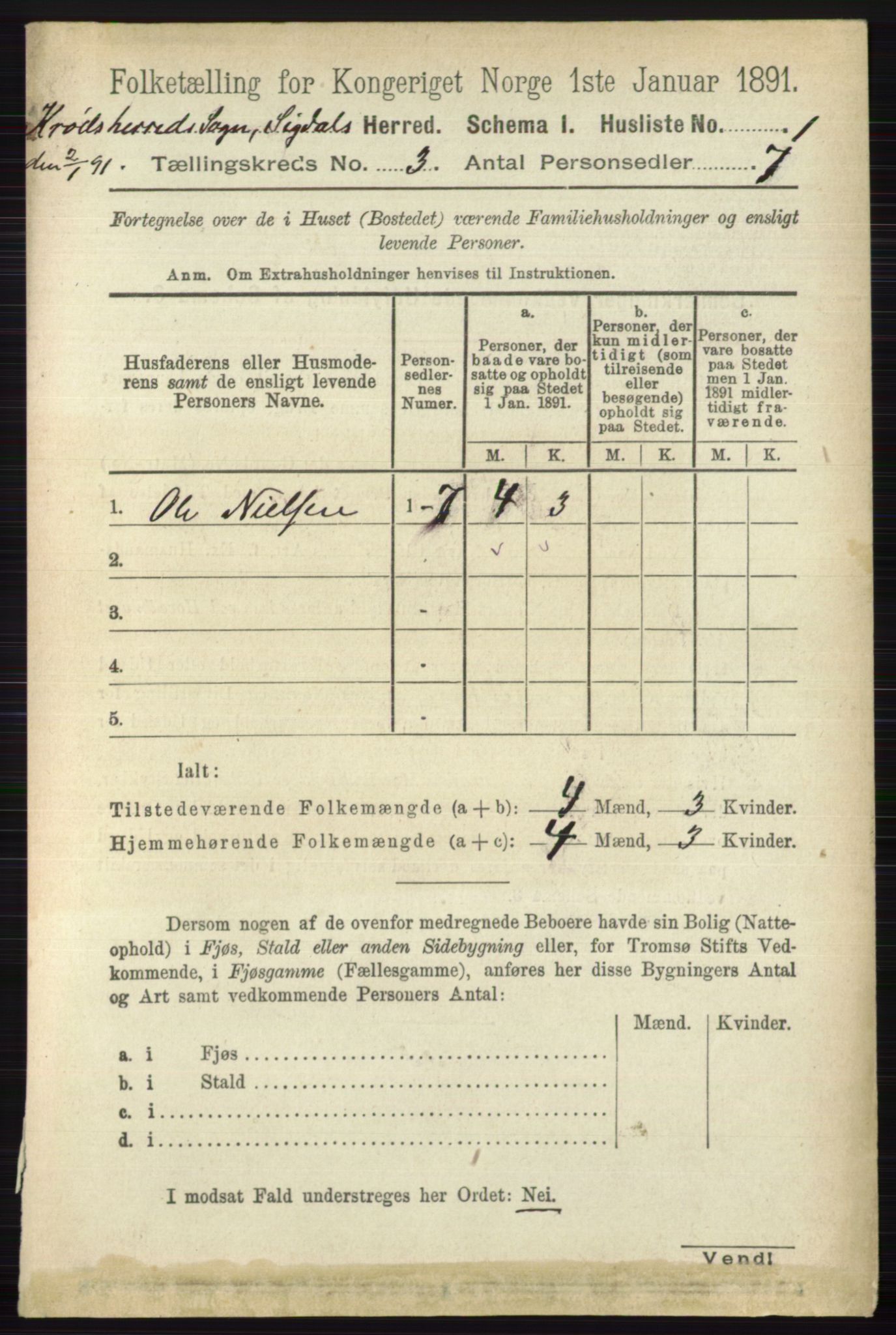 RA, 1891 census for 0621 Sigdal, 1891, p. 5522