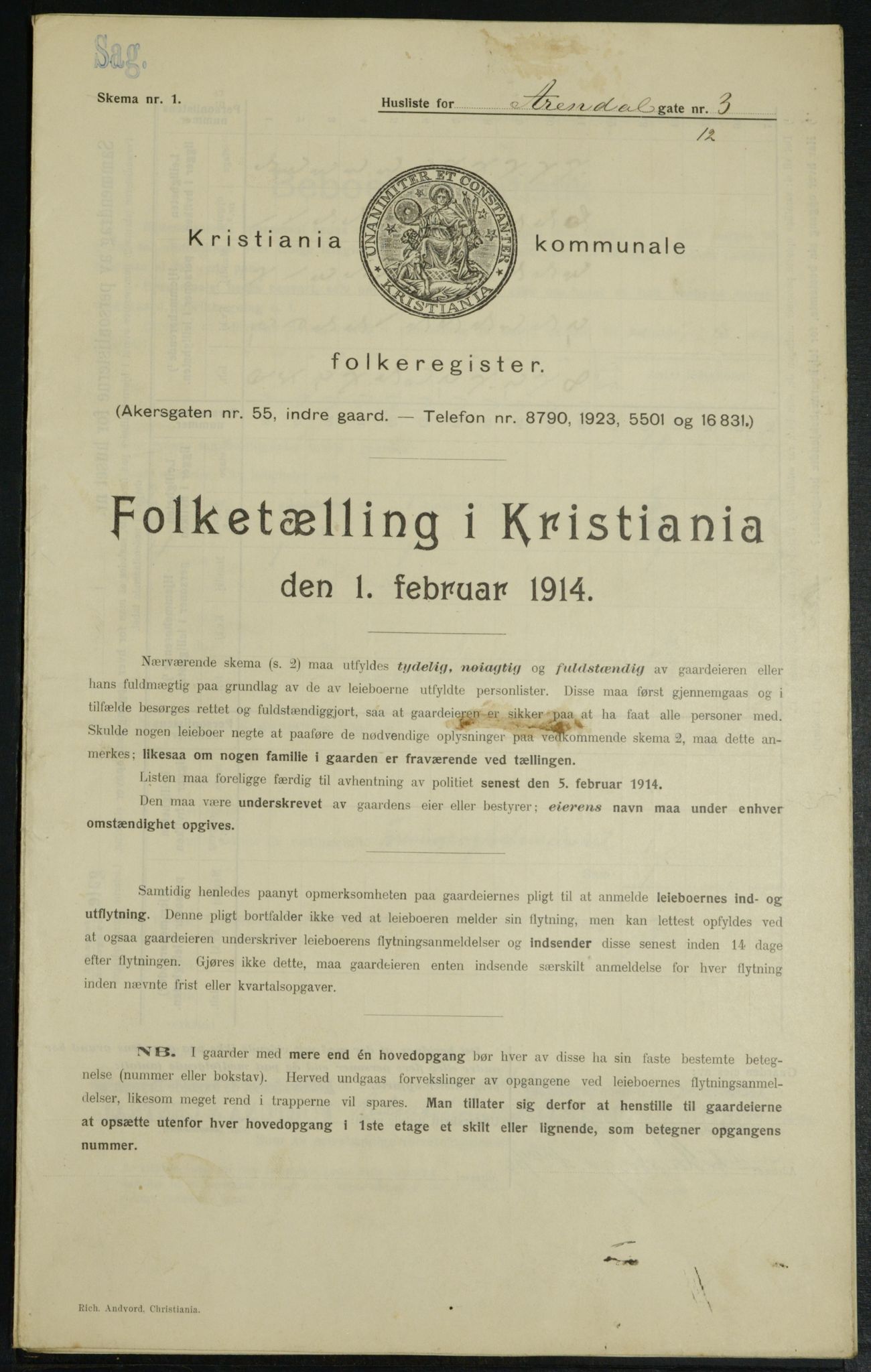 OBA, Municipal Census 1914 for Kristiania, 1914, p. 2060