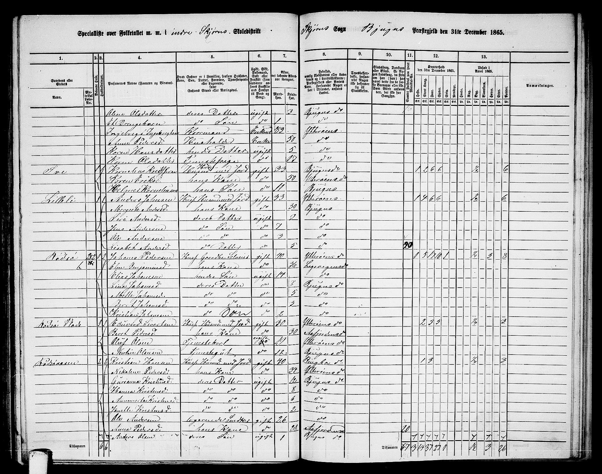 RA, 1865 census for Bjugn, 1865, p. 124