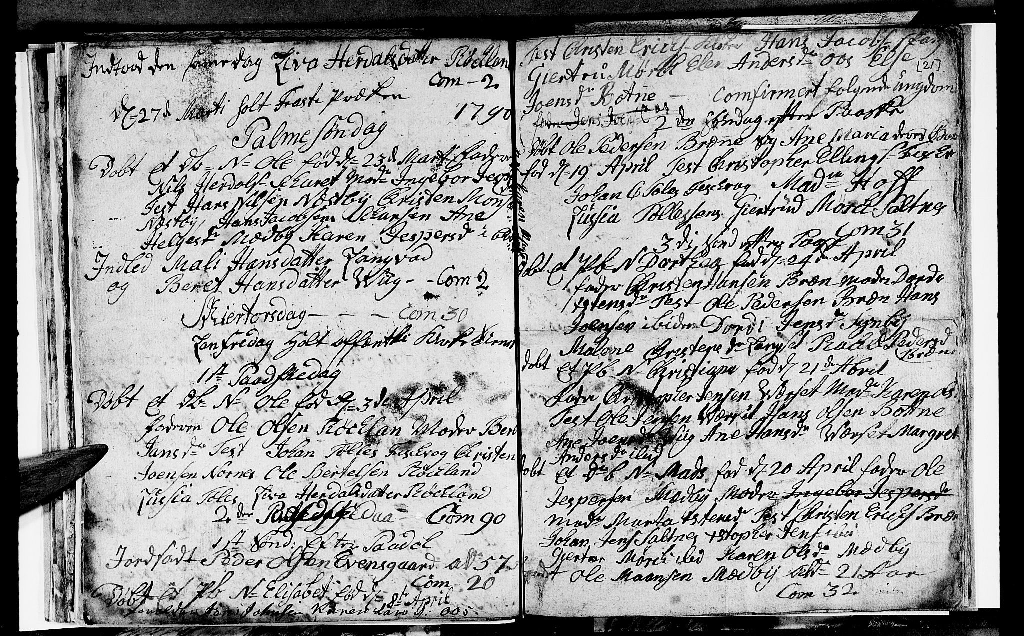 Ministerialprotokoller, klokkerbøker og fødselsregistre - Nordland, AV/SAT-A-1459/847/L0673: Parish register (copy) no. 847C01, 1786-1791, p. 21