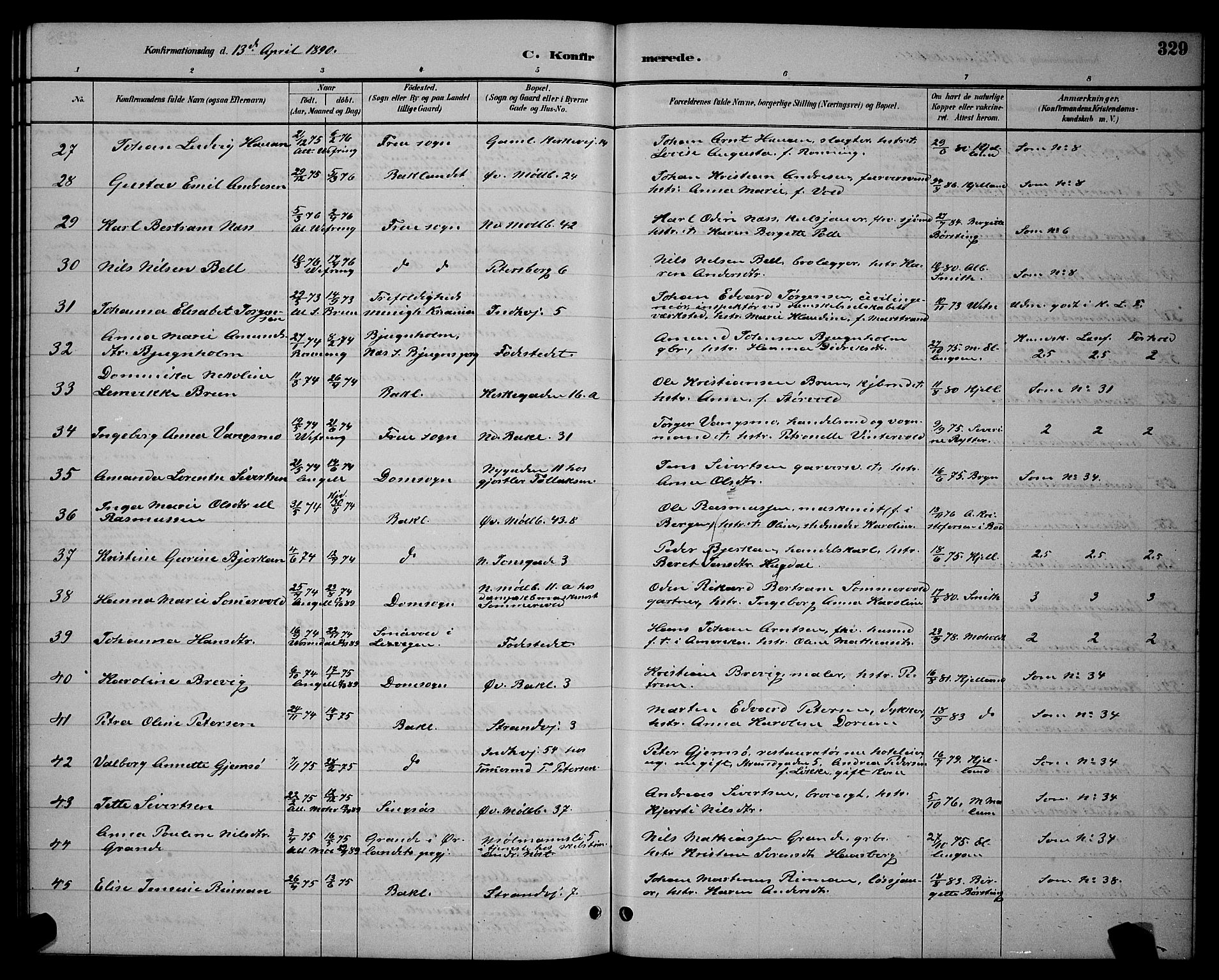 Ministerialprotokoller, klokkerbøker og fødselsregistre - Sør-Trøndelag, AV/SAT-A-1456/604/L0222: Parish register (copy) no. 604C05, 1886-1895, p. 329