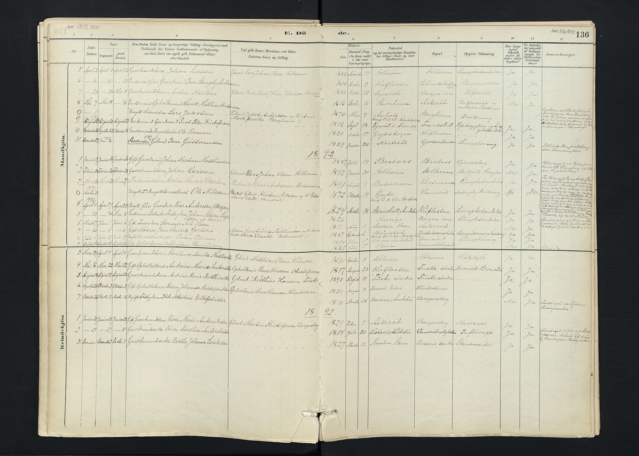Stokke kirkebøker, SAKO/A-320/F/Fc/L0001: Parish register (official) no. III 1, 1884-1910, p. 136