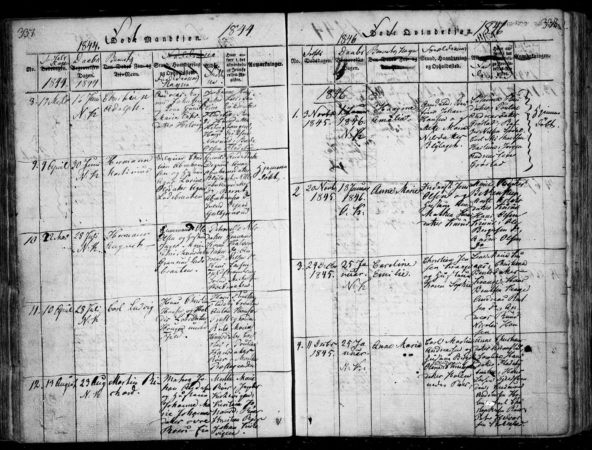 Nesodden prestekontor Kirkebøker, AV/SAO-A-10013/F/Fa/L0006: Parish register (official) no. I 6, 1814-1847, p. 337-338