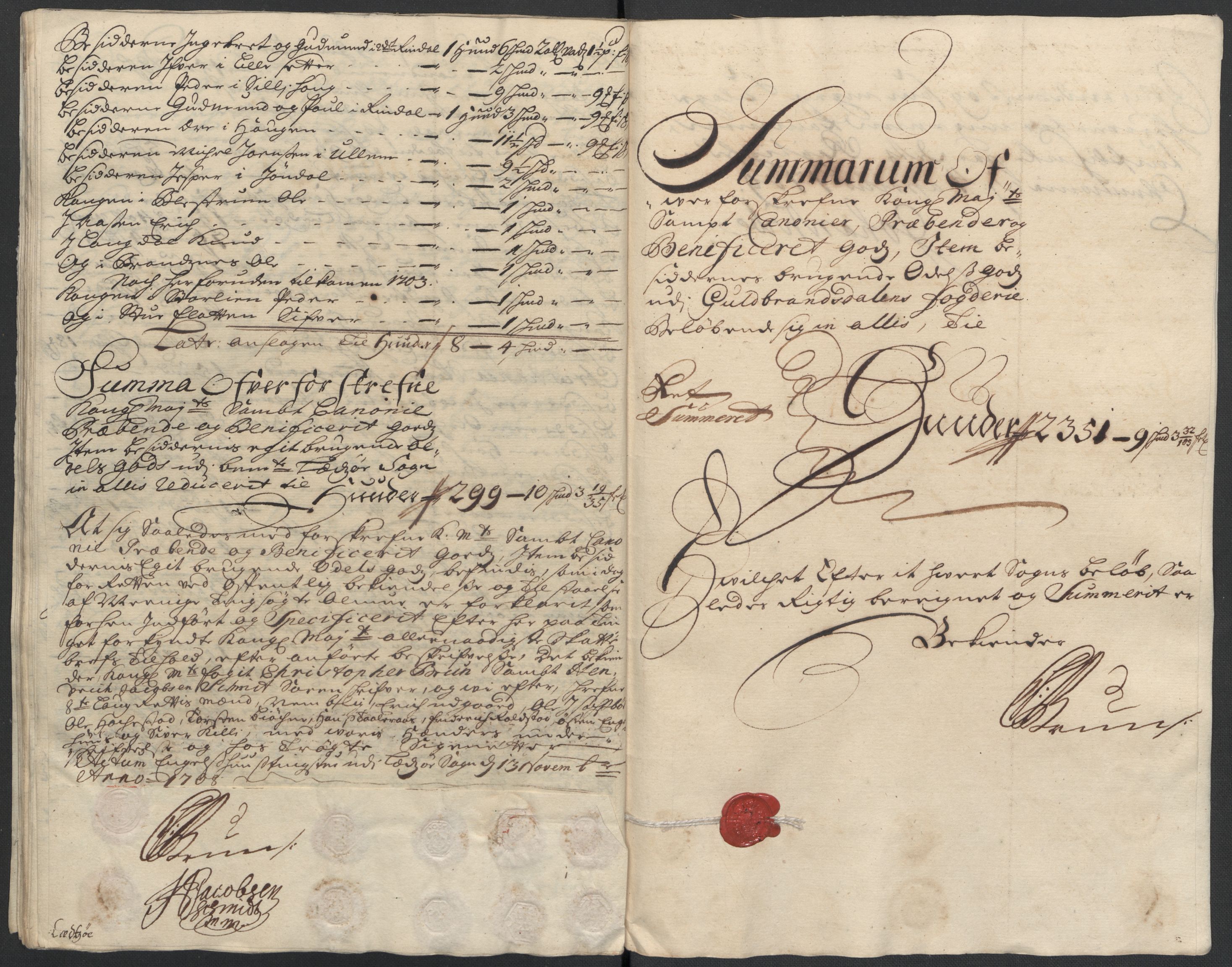 Rentekammeret inntil 1814, Reviderte regnskaper, Fogderegnskap, AV/RA-EA-4092/R17/L1179: Fogderegnskap Gudbrandsdal, 1708-1710, p. 87