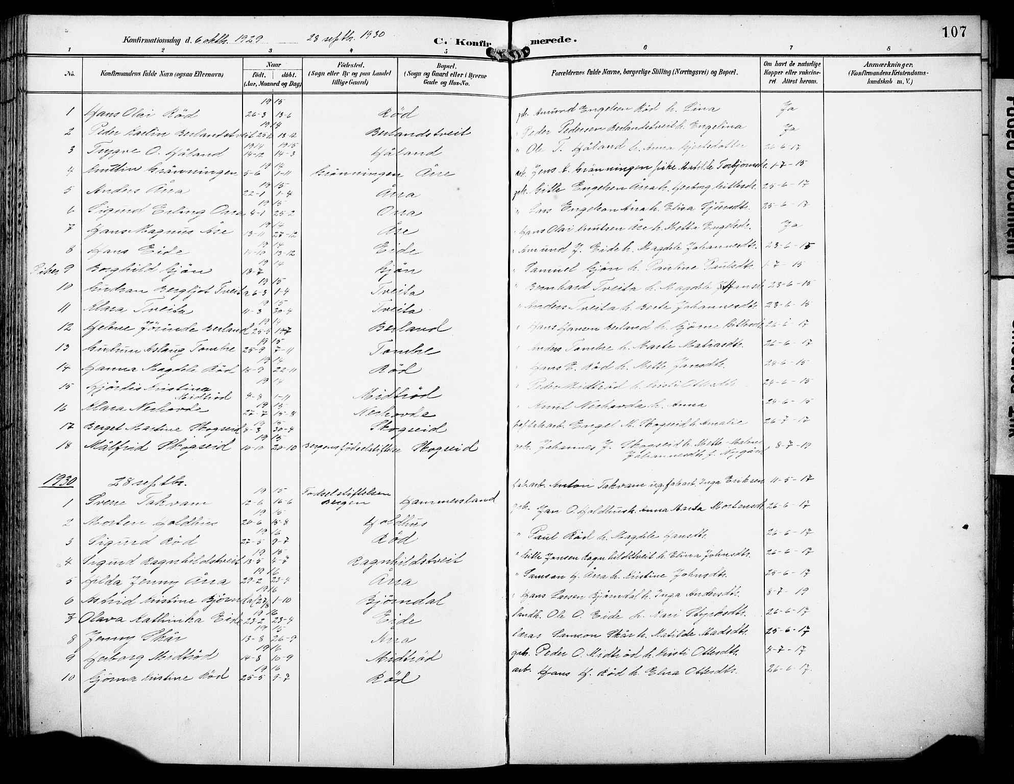 Fusa sokneprestembete, SAB/A-75401/H/Hab: Parish register (copy) no. B 2, 1897-1930, p. 107