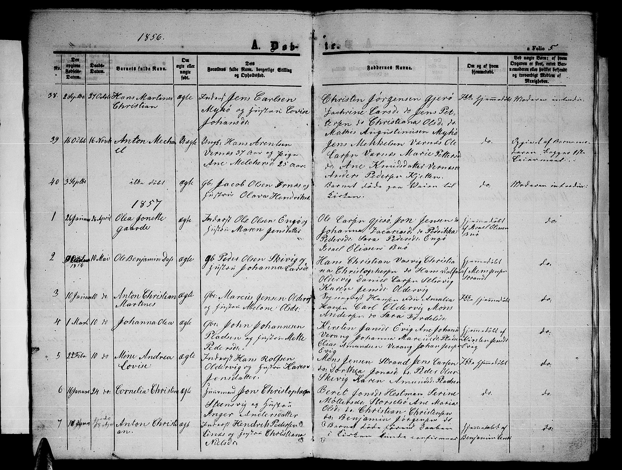 Ministerialprotokoller, klokkerbøker og fødselsregistre - Nordland, SAT/A-1459/841/L0619: Parish register (copy) no. 841C03, 1856-1876, p. 5