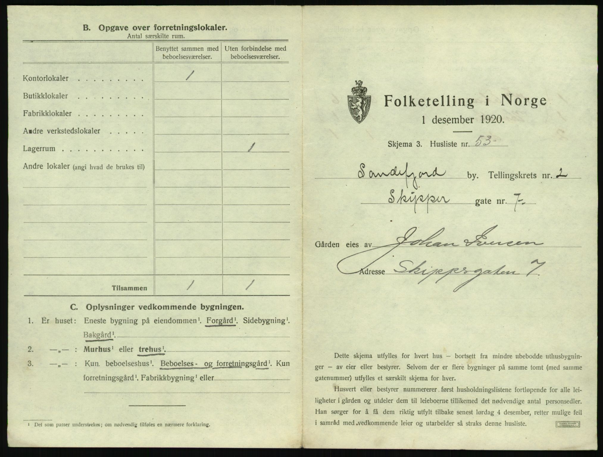 SAKO, 1920 census for Sandefjord, 1920, p. 324