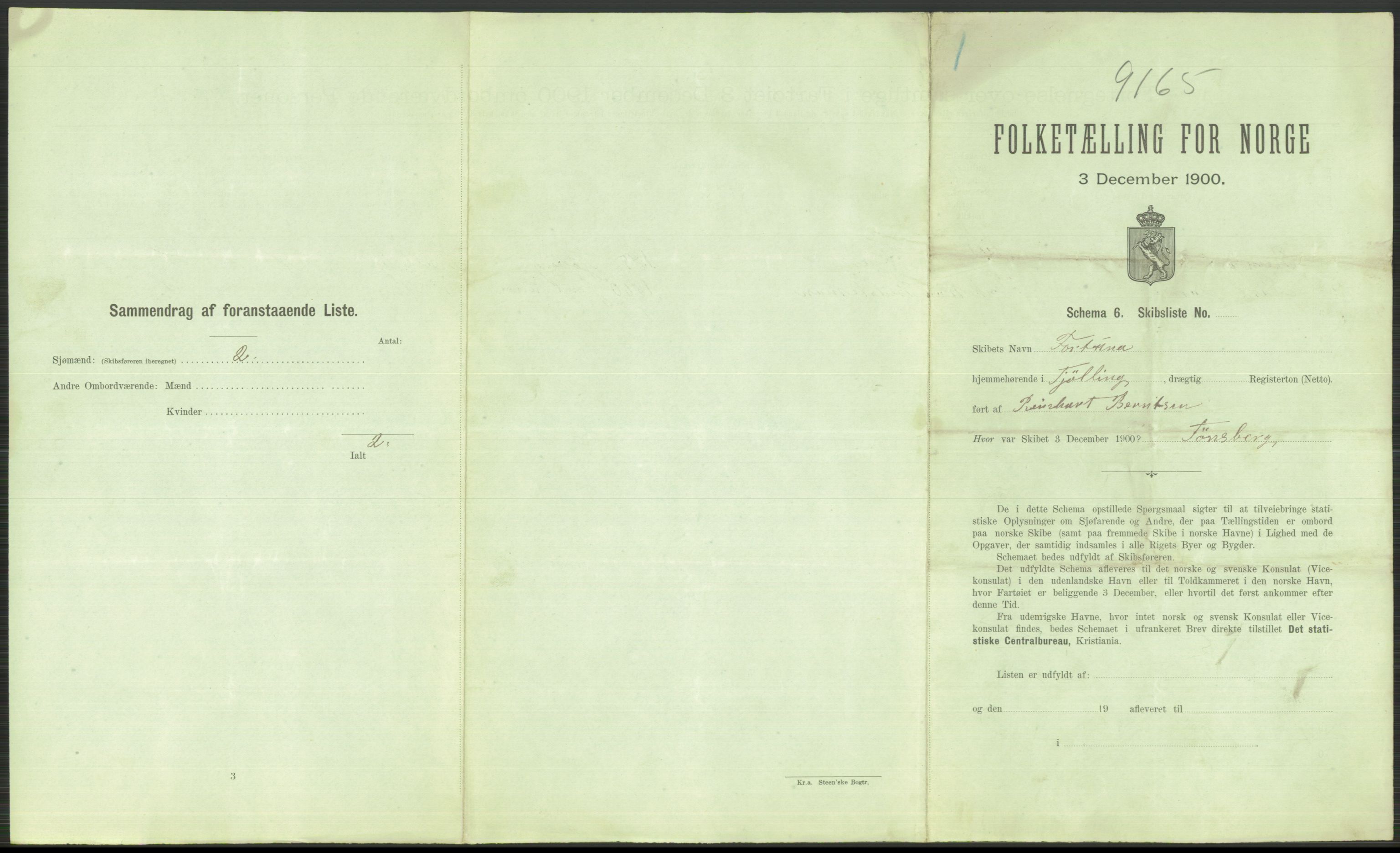 RA, 1900 Census - ship lists from ships in Norwegian harbours, harbours abroad and at sea, 1900, p. 503