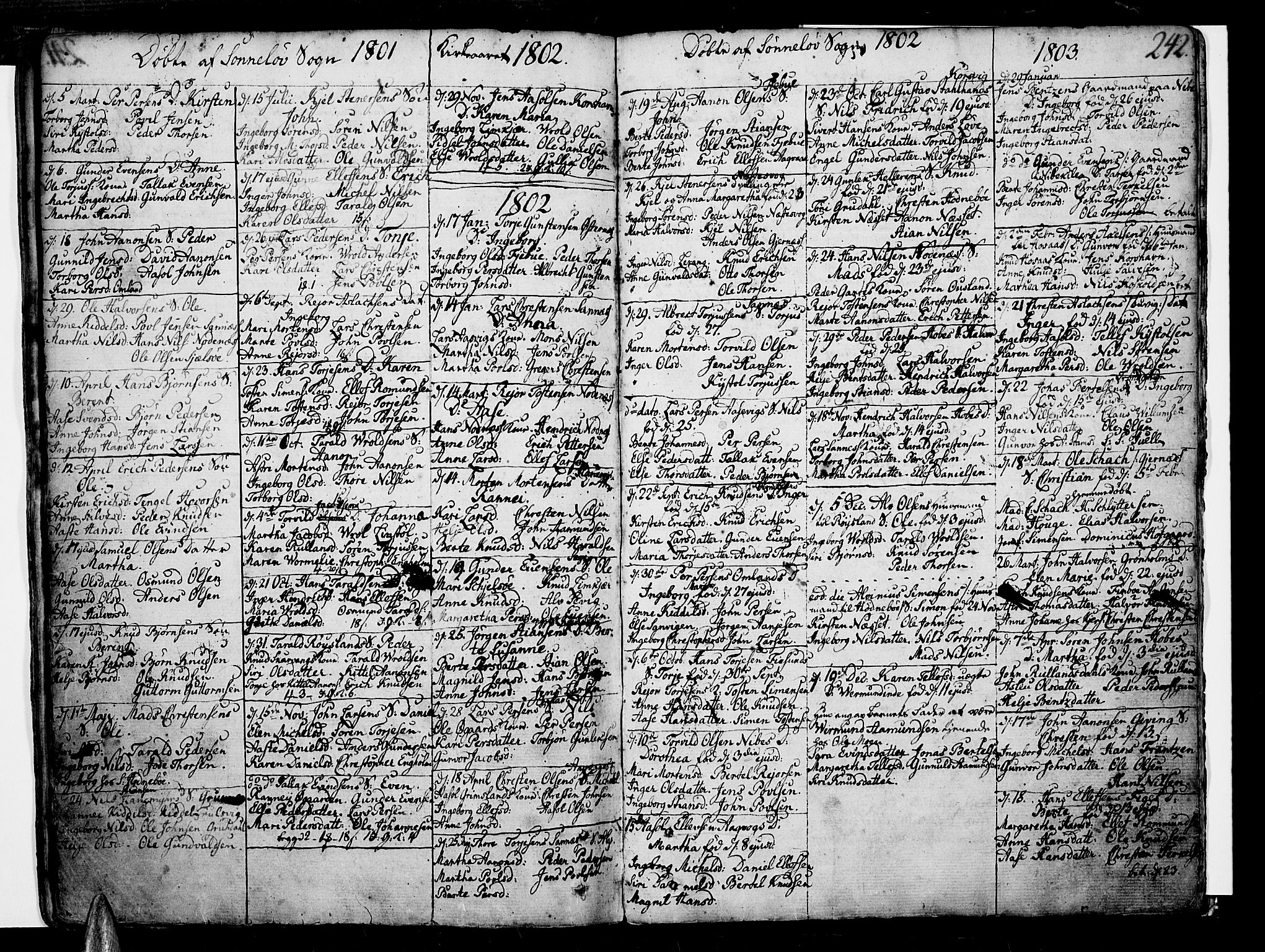 Risør sokneprestkontor, SAK/1111-0035/F/Fb/L0002: Parish register (copy) no. B 2, 1747-1812, p. 242
