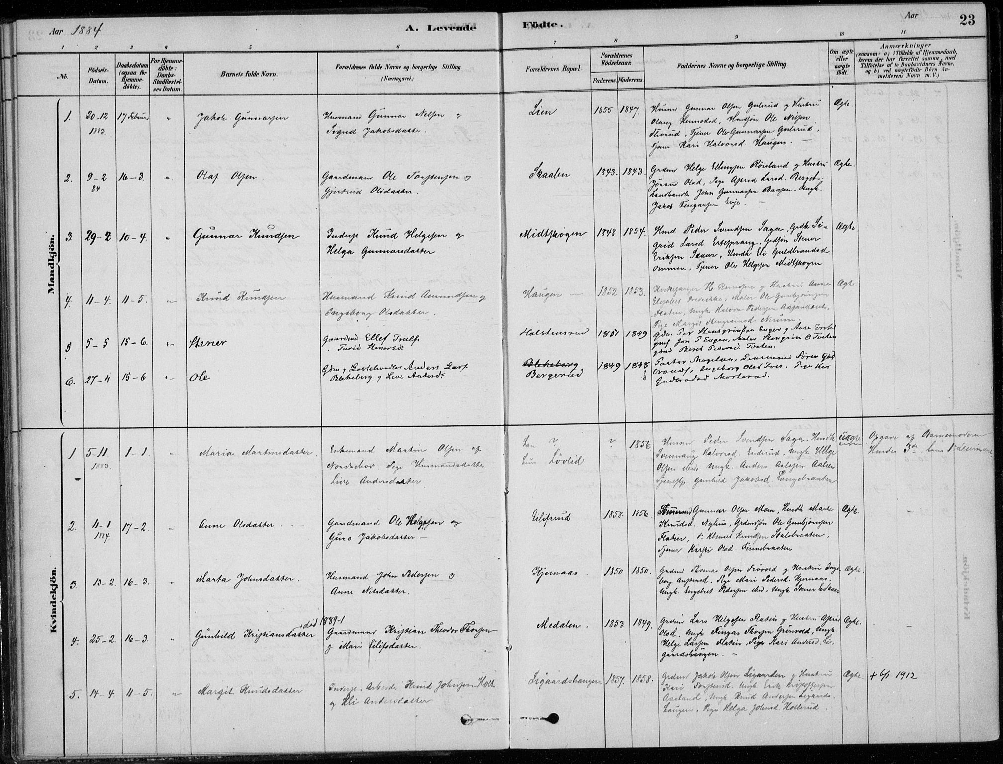 Sigdal kirkebøker, SAKO/A-245/F/Fc/L0001: Parish register (official) no. III 1, 1879-1893, p. 23