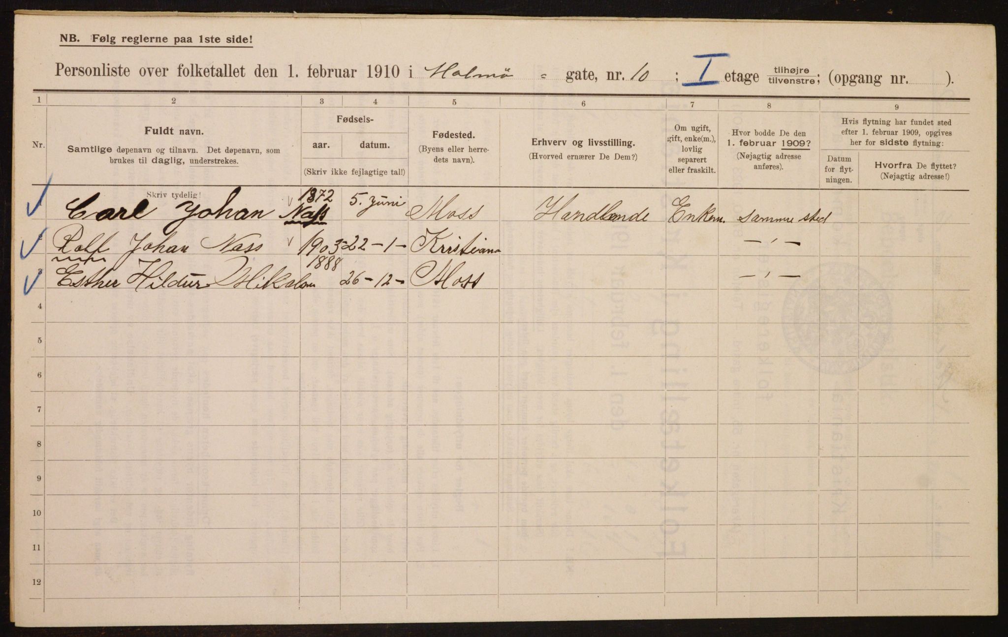 OBA, Municipal Census 1910 for Kristiania, 1910, p. 58070