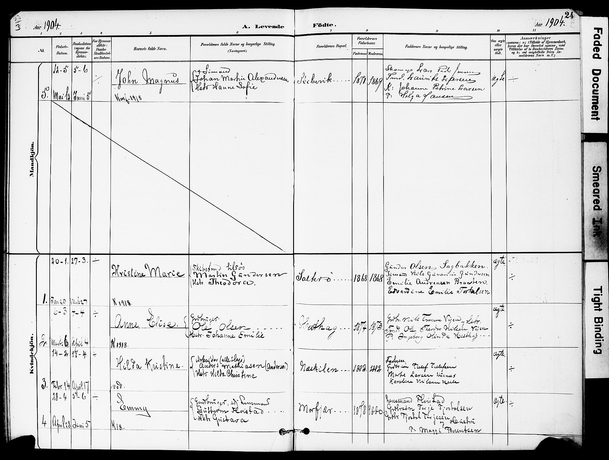 Austre Moland sokneprestkontor, AV/SAK-1111-0001/F/Fa/Fab/L0002: Parish register (official) no. A 2, 1894-1919, p. 24