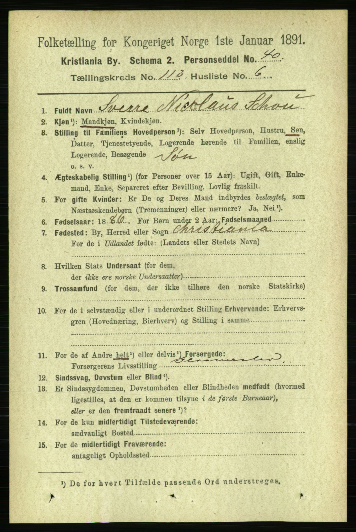 RA, 1891 census for 0301 Kristiania, 1891, p. 60043