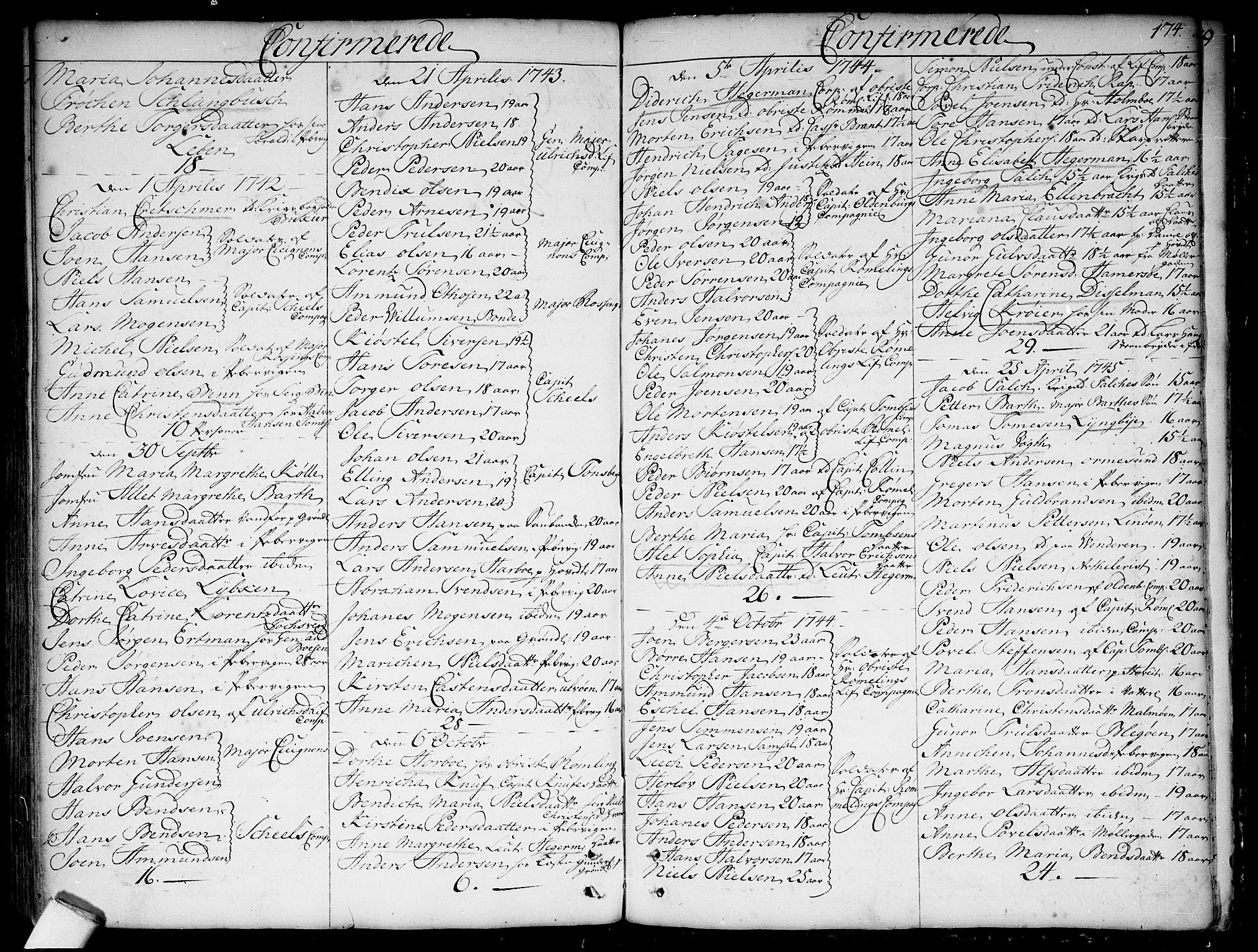 Garnisonsmenigheten Kirkebøker, SAO/A-10846/F/Fa/L0001: Parish register (official) no. 1, 1734-1756, p. 174