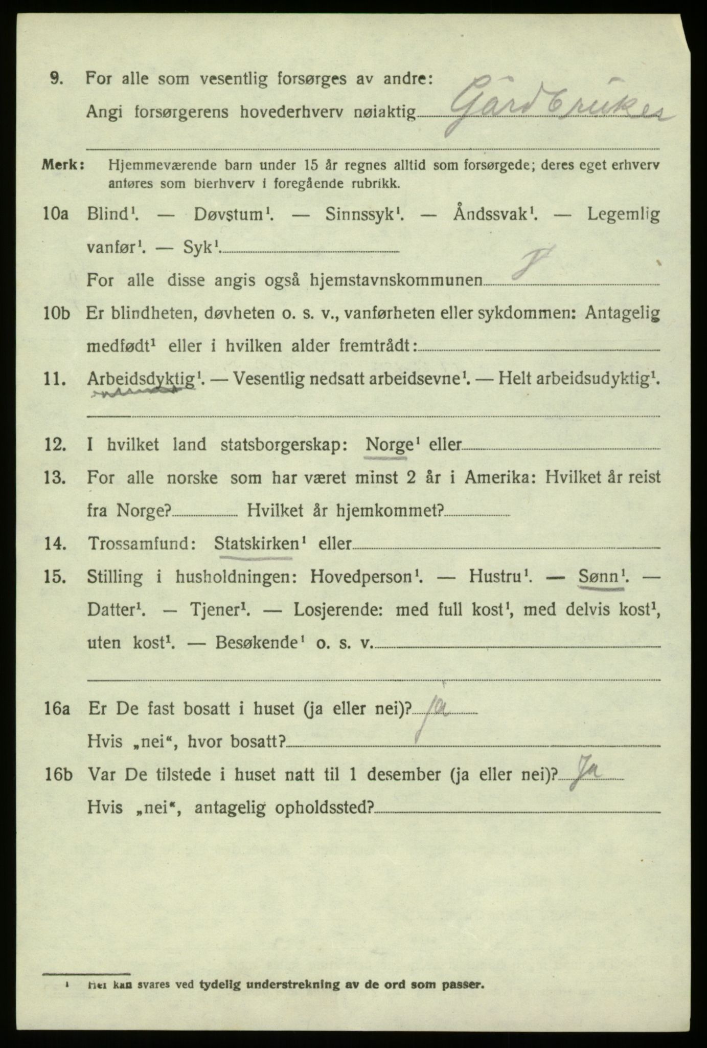 SAB, 1920 census for Hosanger, 1920, p. 4196