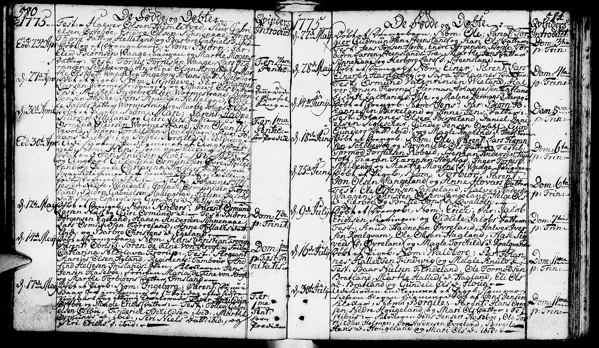 Vikedal sokneprestkontor, AV/SAST-A-101840/01/IV: Parish register (official) no. A 1, 1737-1778, p. 580-581