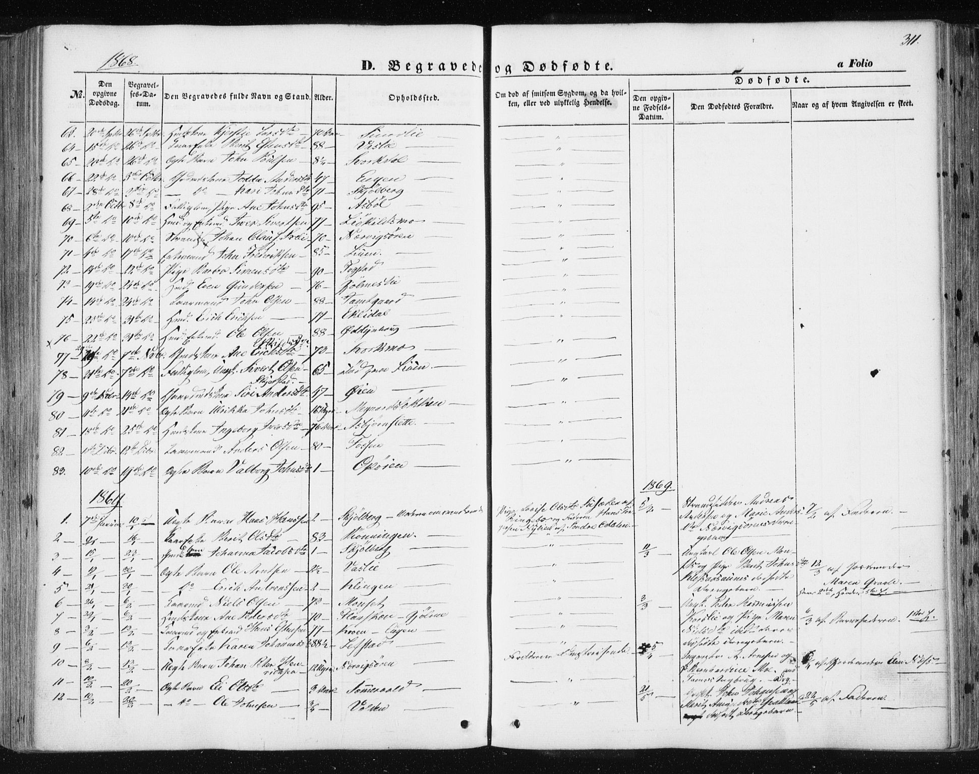 Ministerialprotokoller, klokkerbøker og fødselsregistre - Sør-Trøndelag, SAT/A-1456/668/L0806: Parish register (official) no. 668A06, 1854-1869, p. 311