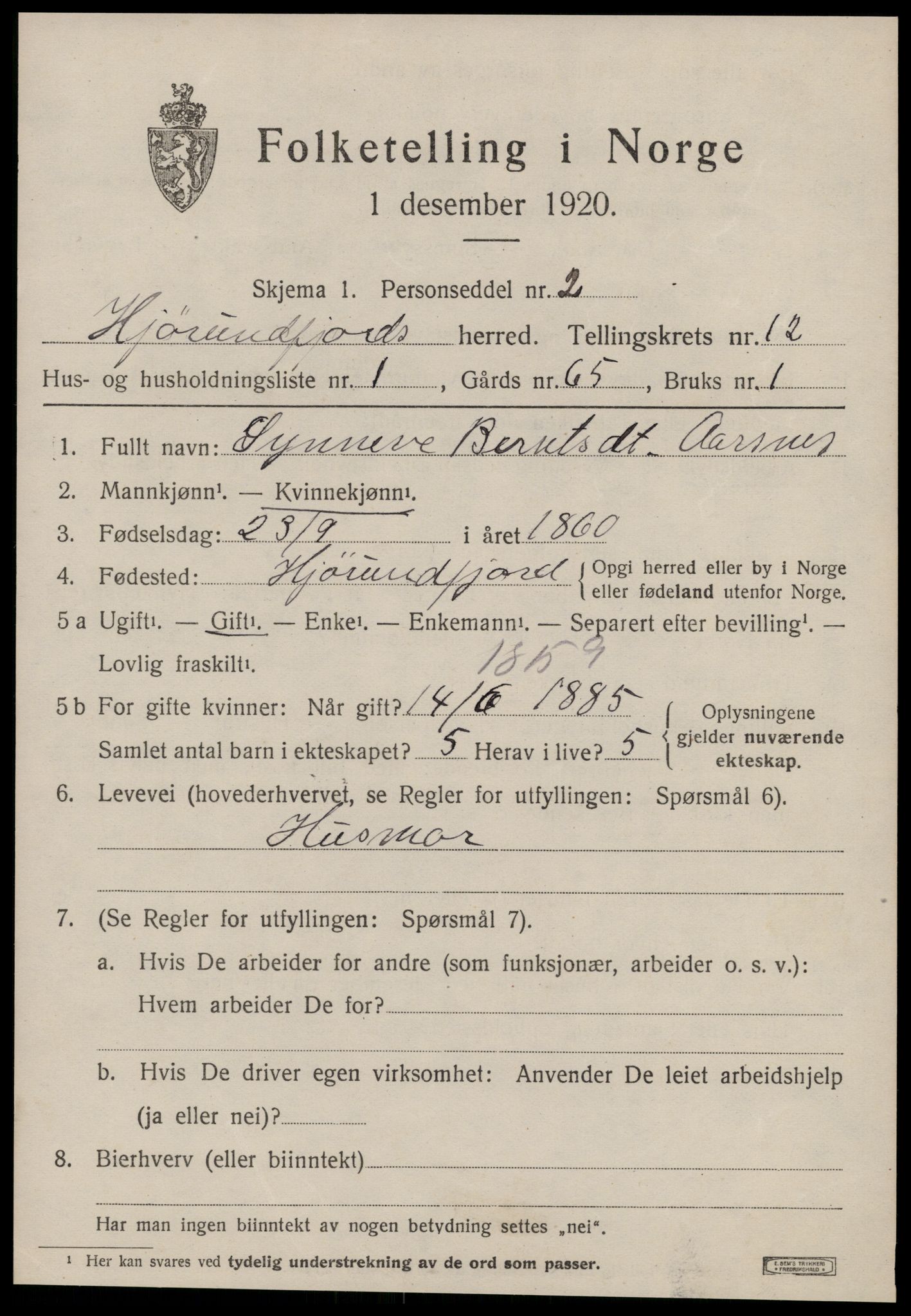 SAT, 1920 census for Hjørundfjord, 1920, p. 4481