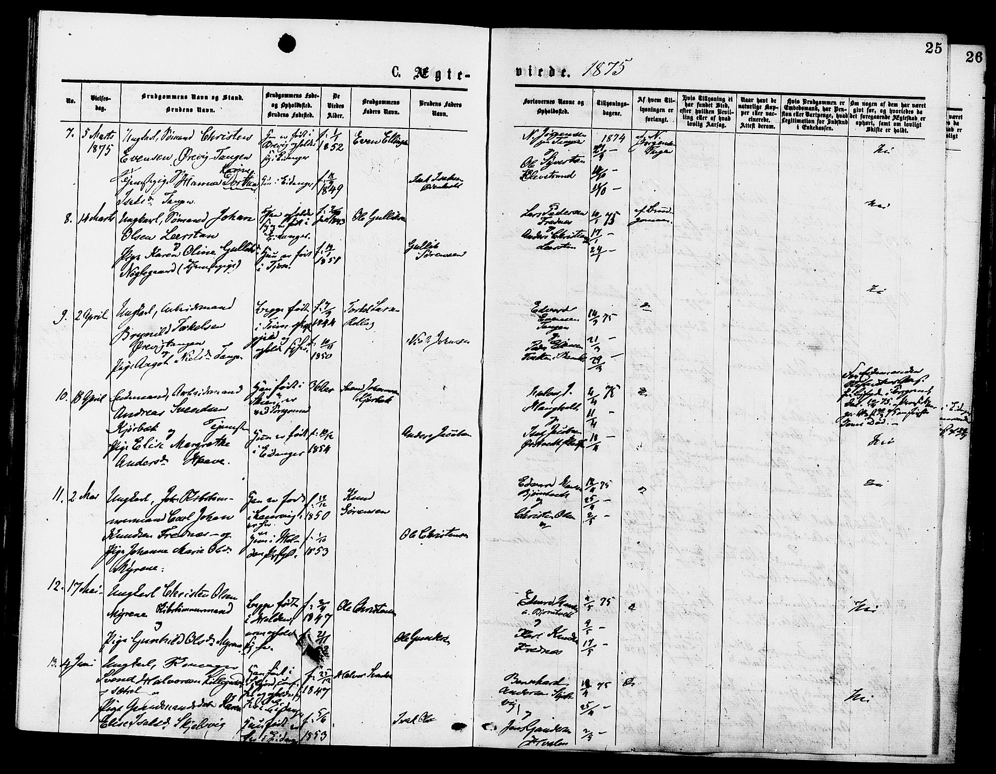 Eidanger kirkebøker, AV/SAKO-A-261/F/Fa/L0011: Parish register (official) no. 11, 1875-1878, p. 25