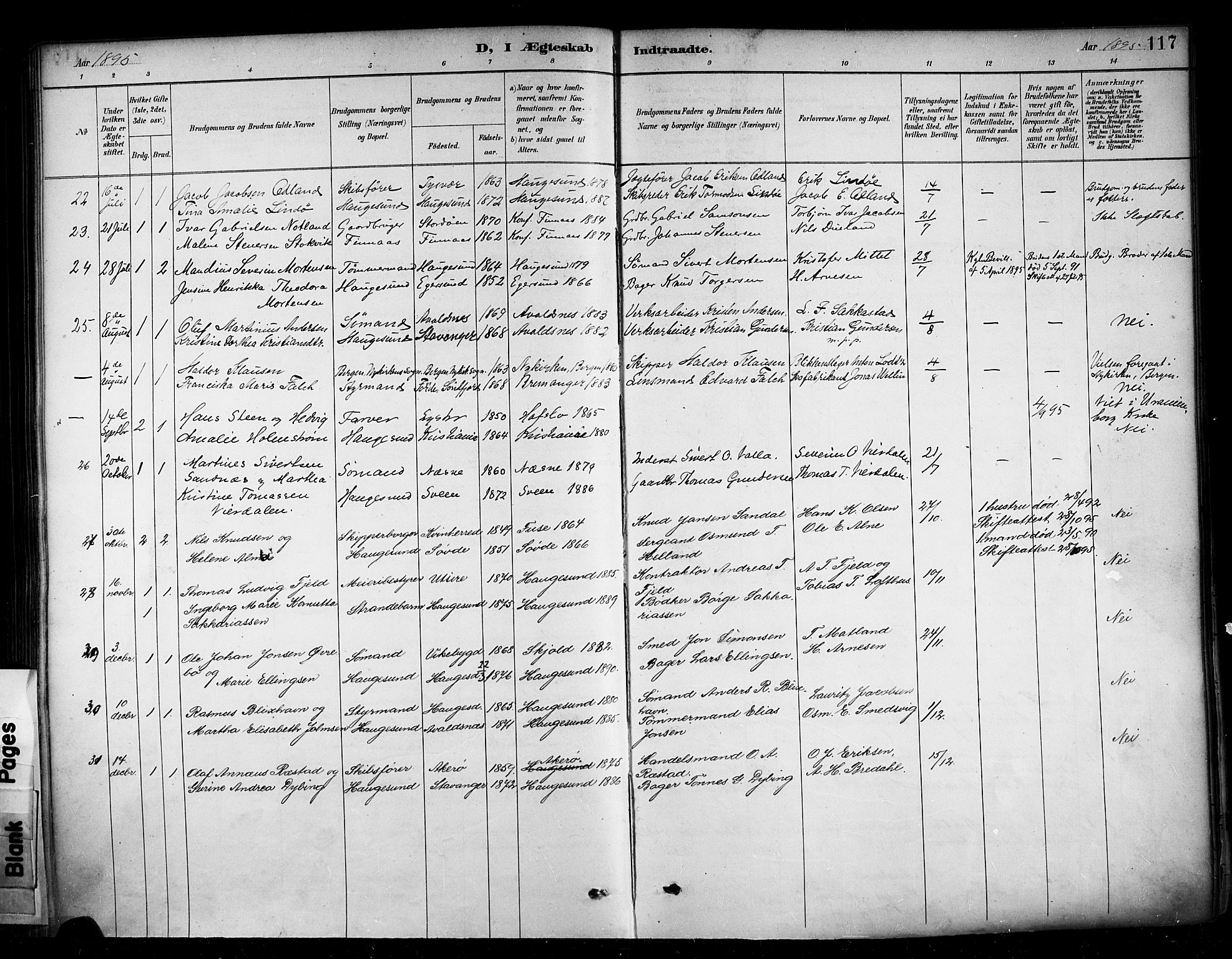 Haugesund sokneprestkontor, AV/SAST-A -101863/H/Ha/Haa/L0005: Parish register (official) no. A 5, 1891-1903, p. 117