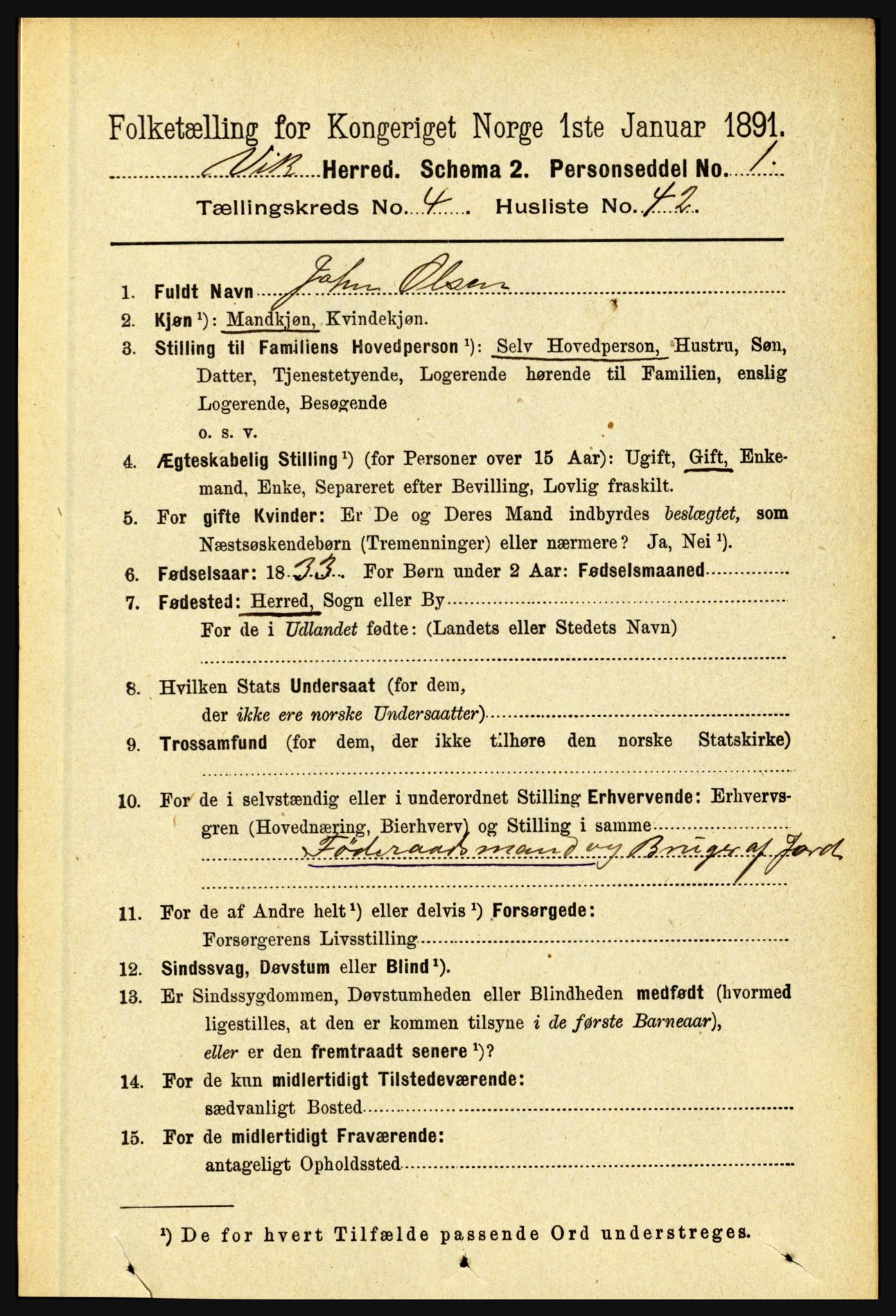 RA, 1891 census for 1417 Vik, 1891, p. 2027