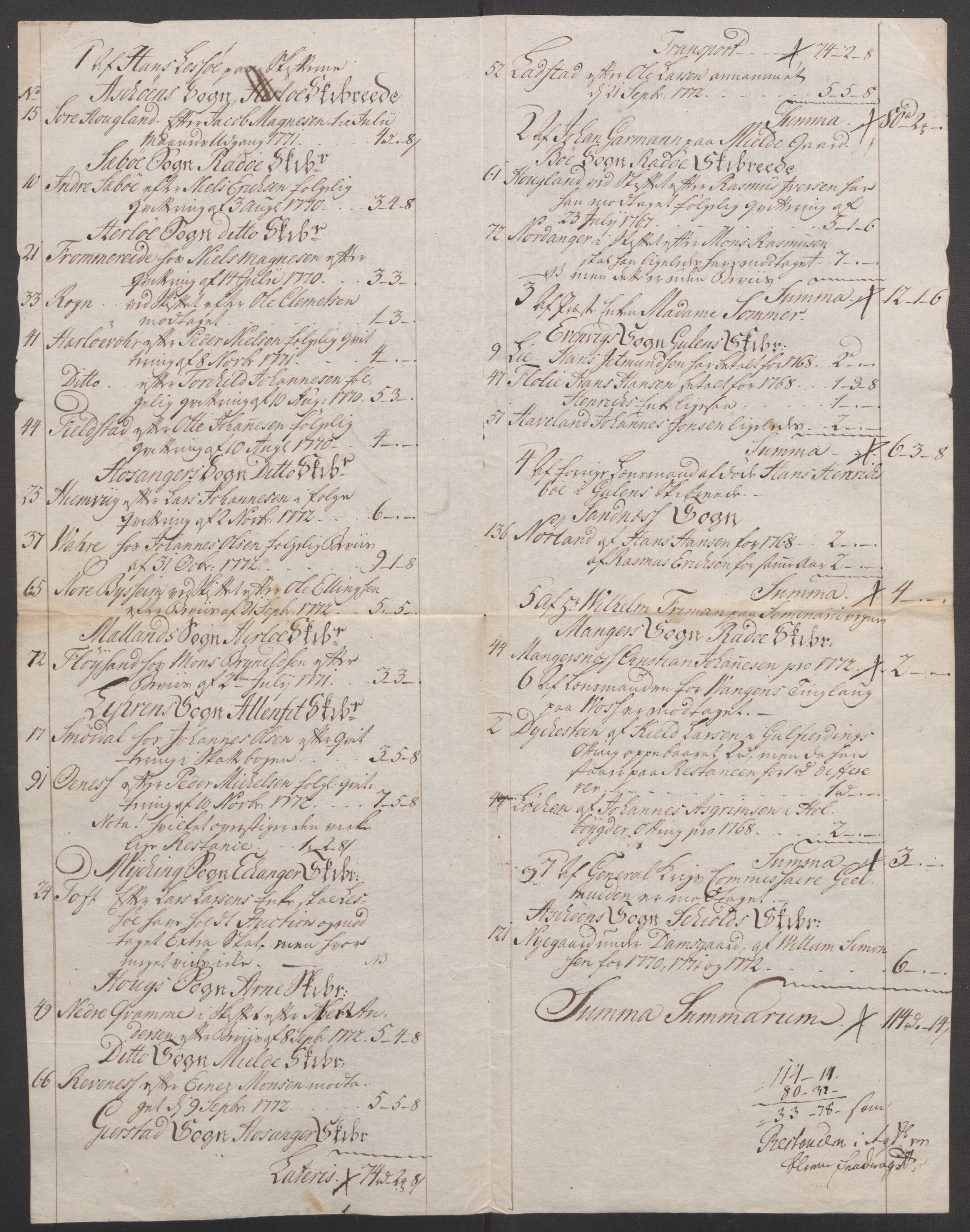 Rentekammeret inntil 1814, Reviderte regnskaper, Fogderegnskap, RA/EA-4092/R51/L3303: Ekstraskatten Nordhordland og Voss, 1762-1772, p. 692