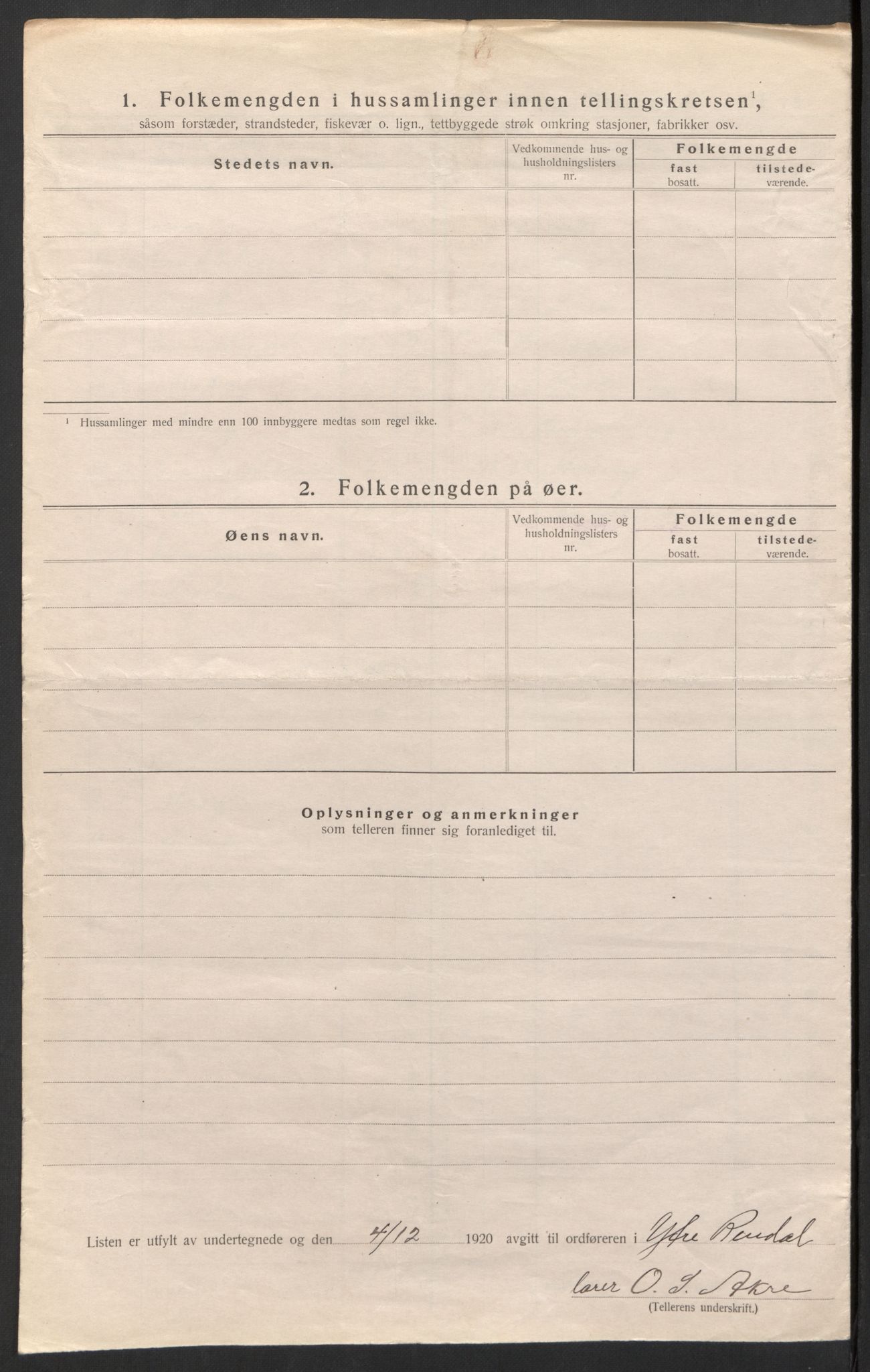 SAH, 1920 census for Ytre Rendal, 1920, p. 21