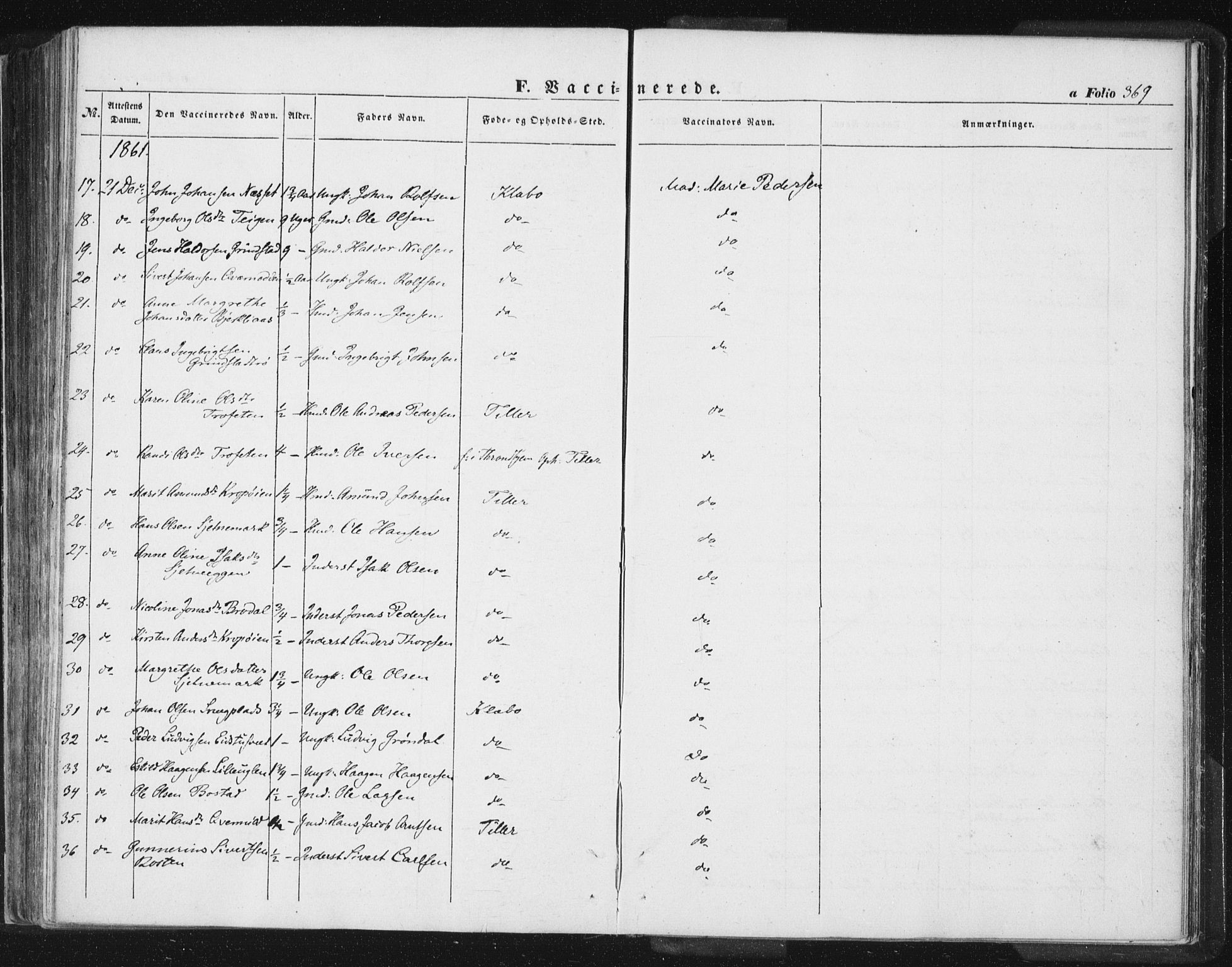 Ministerialprotokoller, klokkerbøker og fødselsregistre - Sør-Trøndelag, AV/SAT-A-1456/618/L0441: Parish register (official) no. 618A05, 1843-1862, p. 369