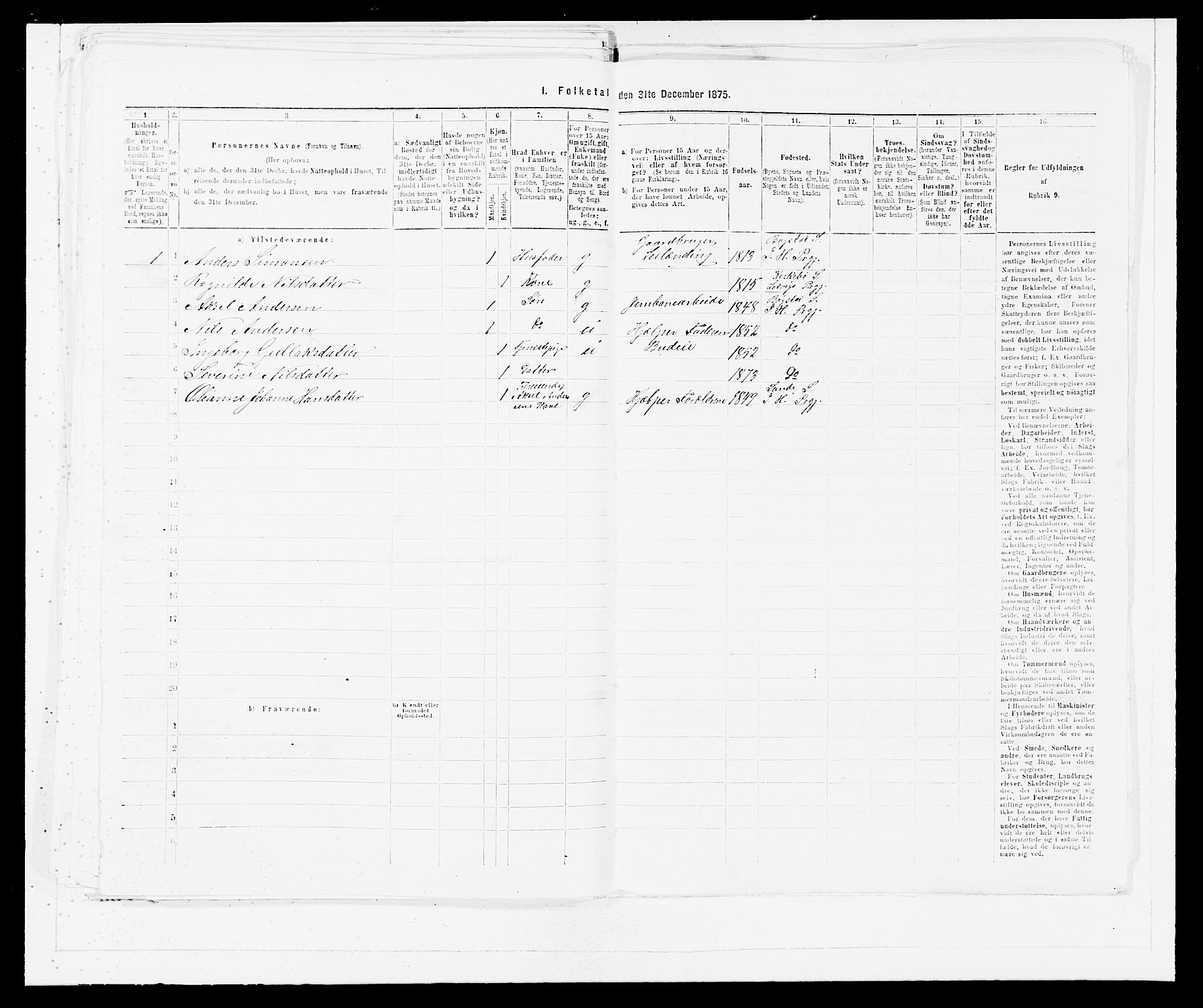 SAB, 1875 census for 1430P Indre Holmedal, 1875, p. 285