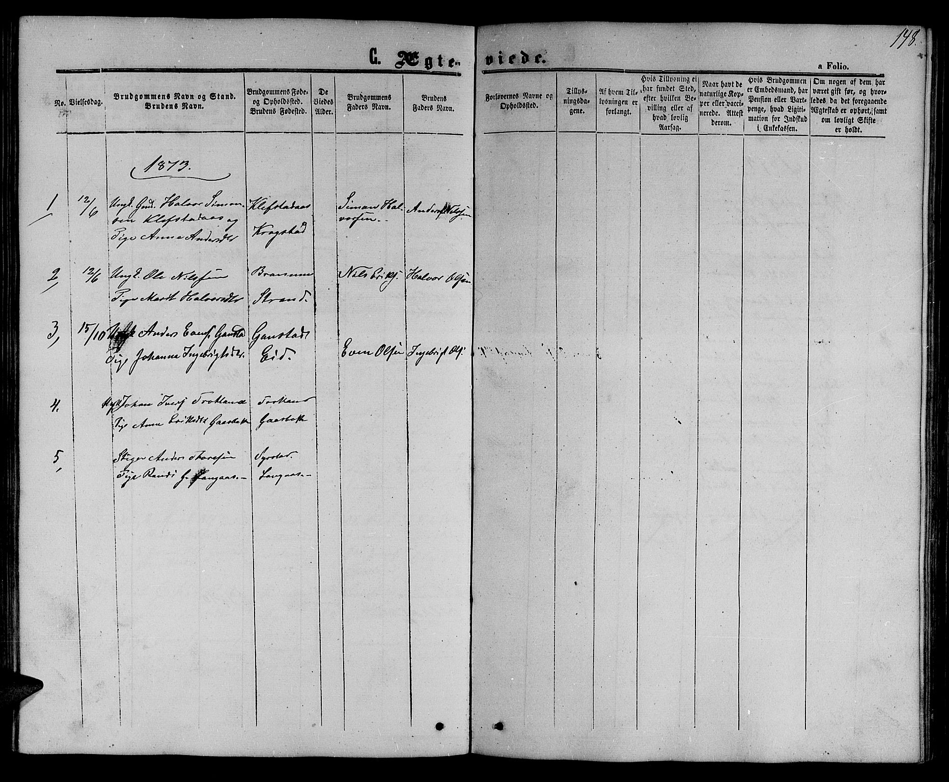 Ministerialprotokoller, klokkerbøker og fødselsregistre - Sør-Trøndelag, SAT/A-1456/694/L1131: Parish register (copy) no. 694C03, 1858-1886, p. 148