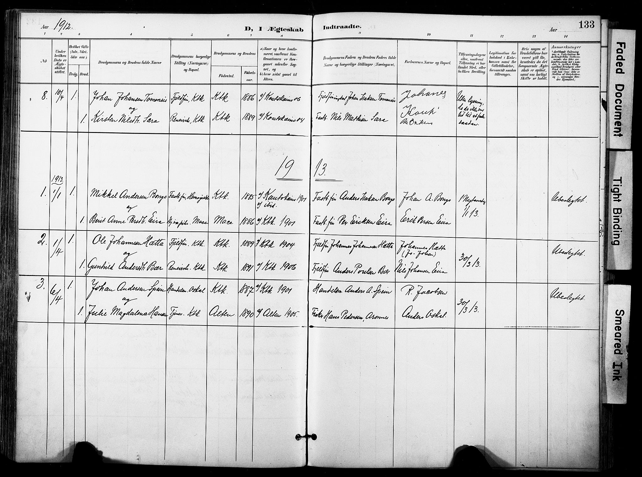 Kautokeino sokneprestembete, SATØ/S-1340/H/Ha/L0005.kirke: Parish register (official) no. 5, 1896-1916, p. 133