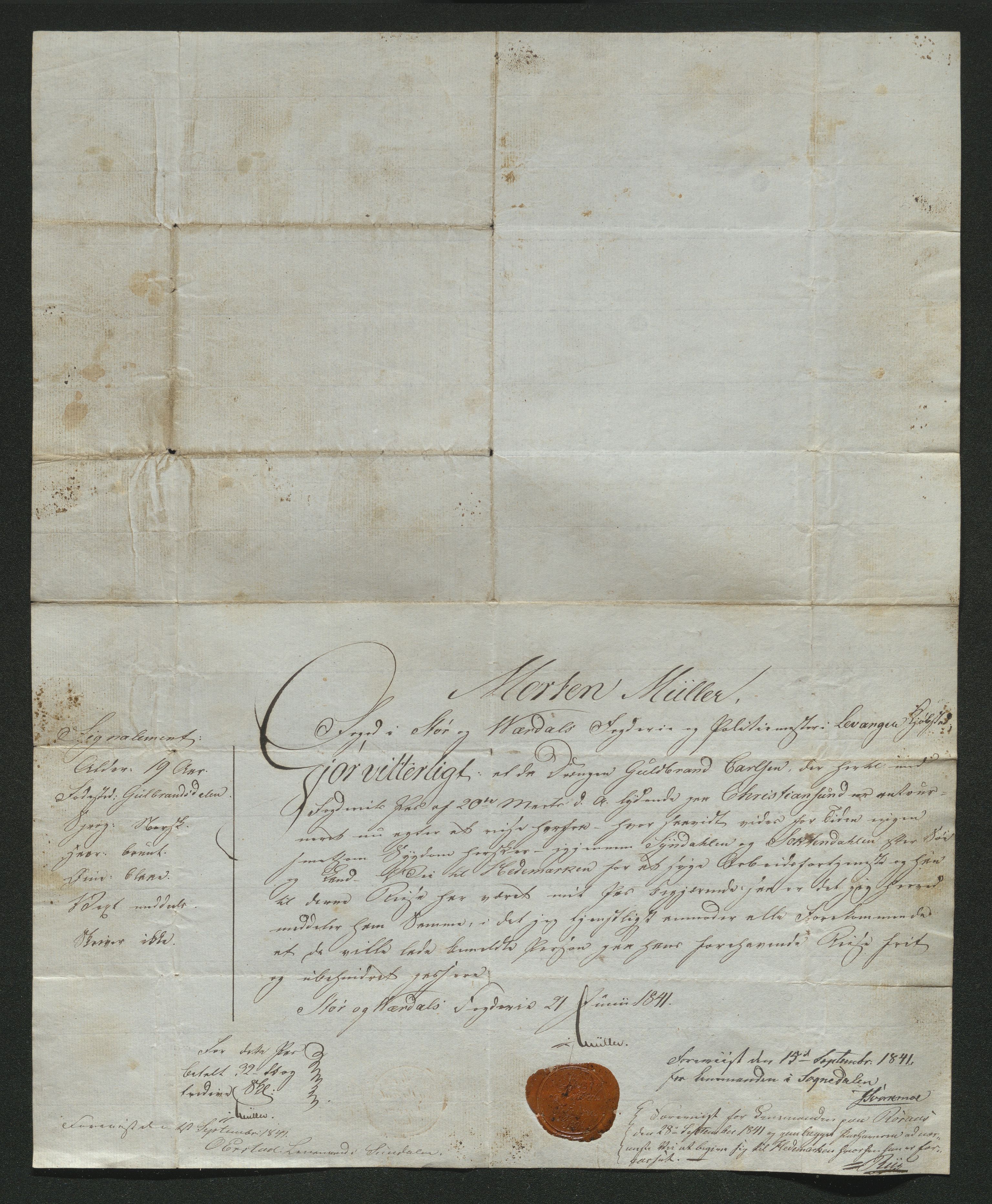 Drammen politikammer, AV/SAKO-A-623/I/Ia/Iab/L0006: Innleverte pass, 1841-1842, p. 349