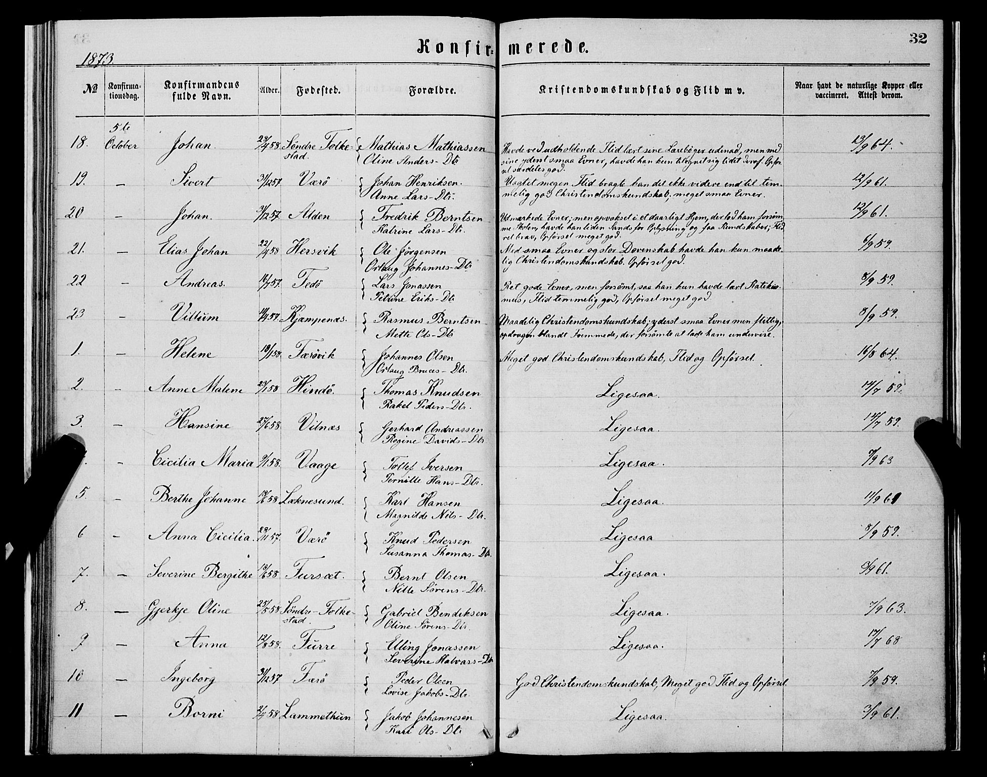 Askvoll sokneprestembete, SAB/A-79501/H/Haa/Haaa/L0013: Parish register (official) no. A 13, 1865-1878, p. 32