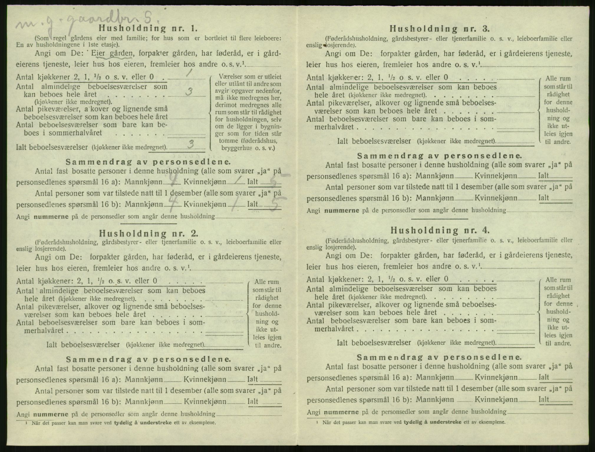 SAT, 1920 census for Sunnylven, 1920, p. 335