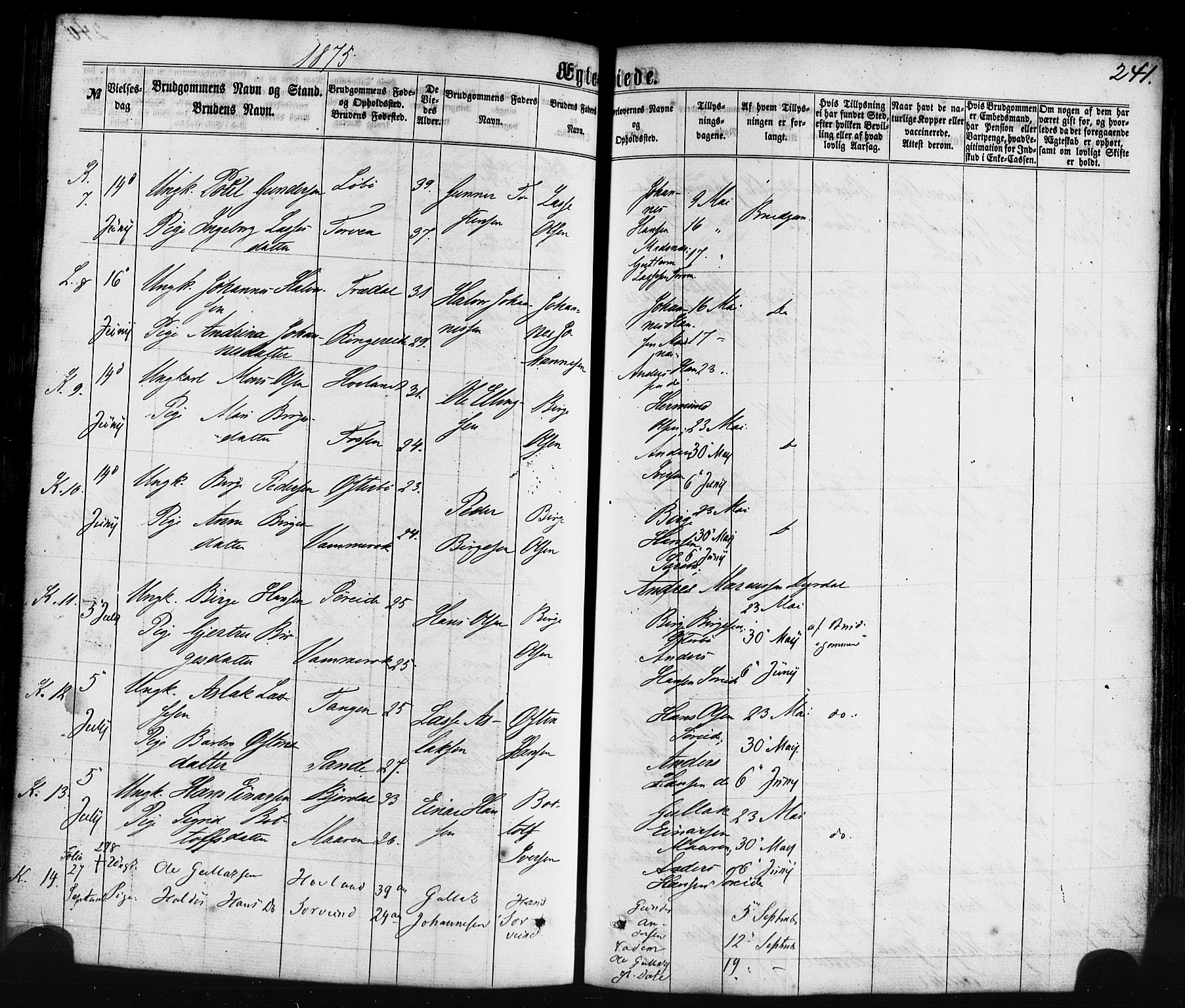 Lavik sokneprestembete, AV/SAB-A-80901: Parish register (official) no. A 4, 1864-1881, p. 241