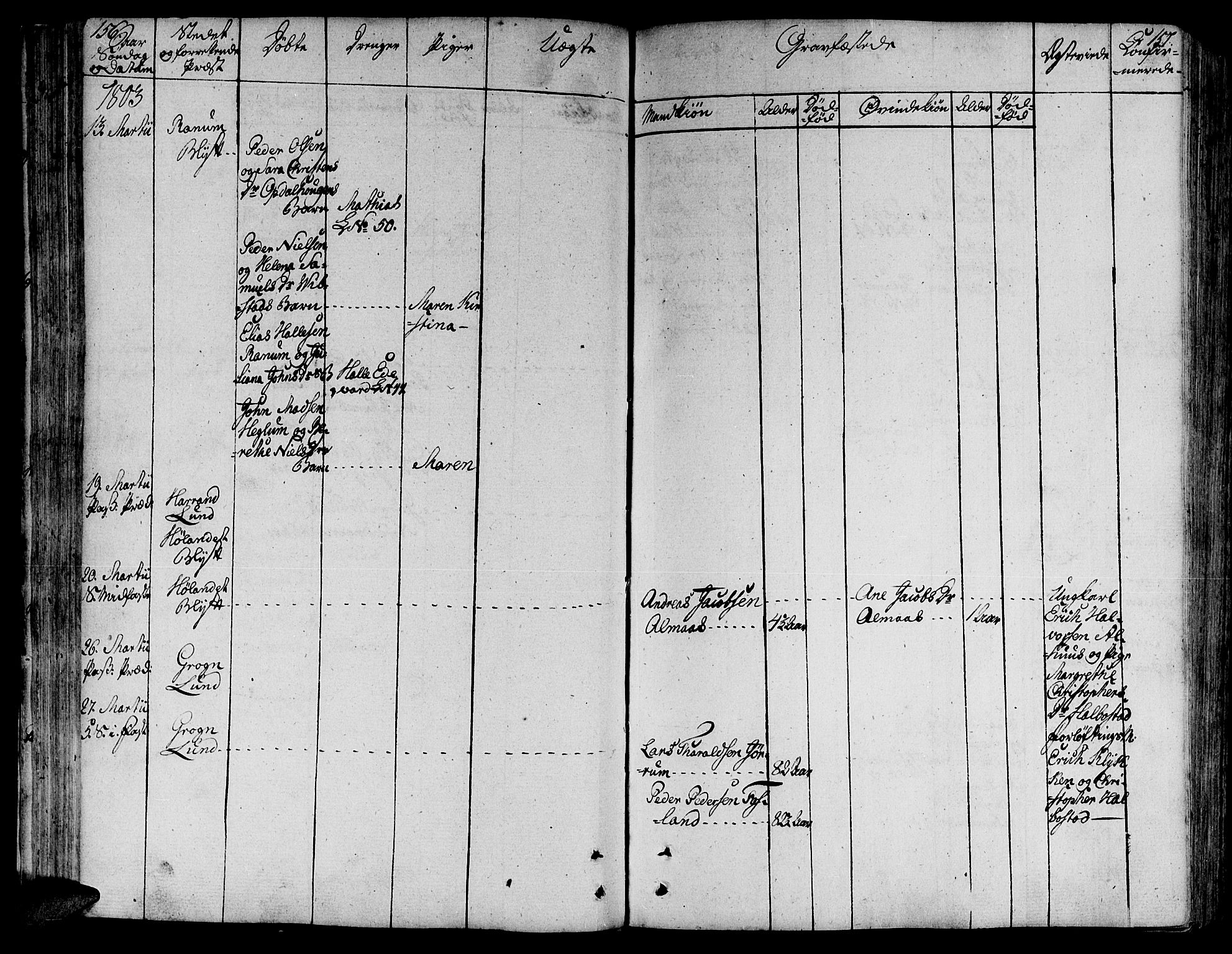 Ministerialprotokoller, klokkerbøker og fødselsregistre - Nord-Trøndelag, AV/SAT-A-1458/764/L0545: Parish register (official) no. 764A05, 1799-1816, p. 156-157